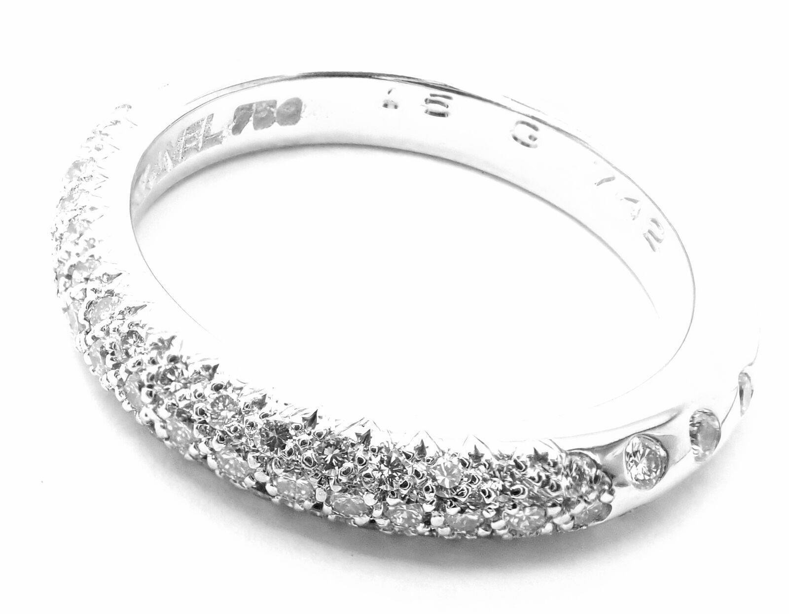 Authentic Chanel 18k White Gold Diamond Band Ring for Women - Luxury Wedding Engagement Promise Ring - Perfect for Anniversary, Proposal & Special Occasions