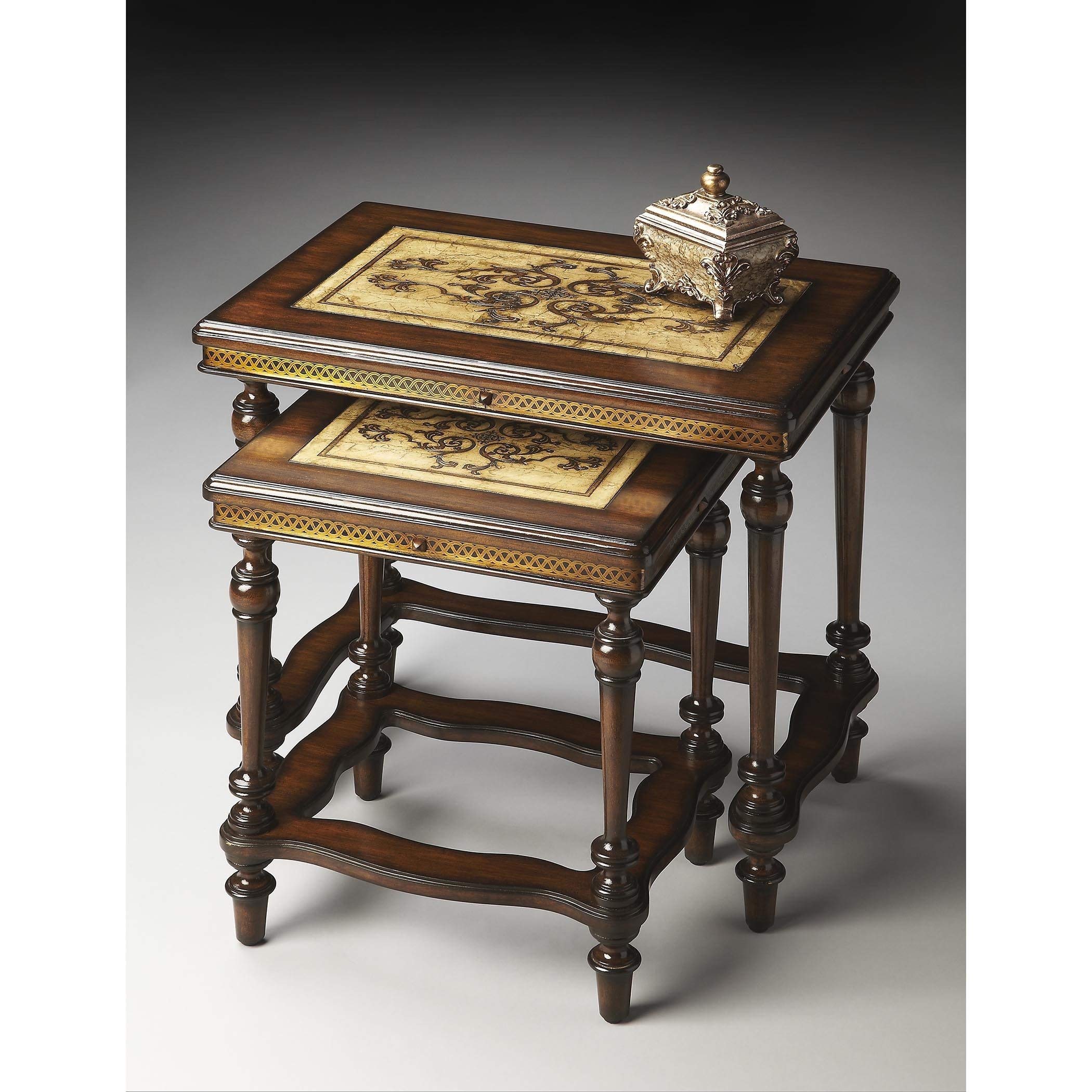 Butler 2290070 Heritage Nesting Tables - Set of 3 Wooden Side Tables for Living Room, Bedroom & Office - Space Saving End Tables with Classic Design