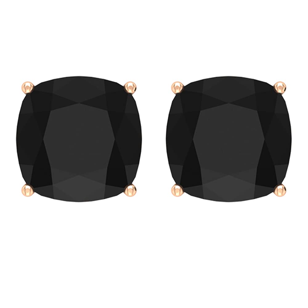 Natural Black Onyx Stud Earrings - 8mm Cushion Cut December Birthstone Jewelry in 14K Solid Gold for Women, Gift for Her, Birthday, Anniversary & Everyday Elegance