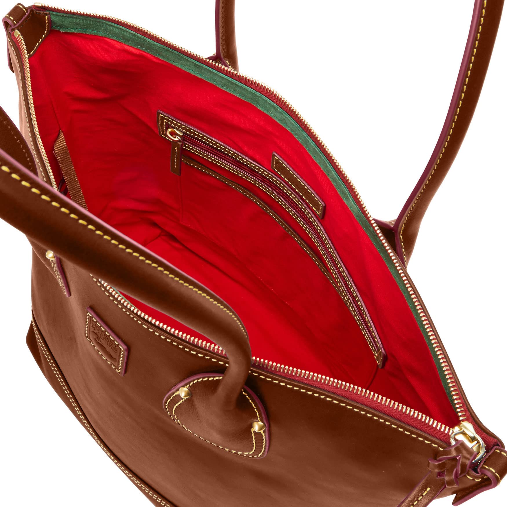 Dooney & Bourke Florentine Tulip Shopper Tote Handbag for Women - Genuine Leather, Red - Perfect for Work, Travel & Everyday Use
