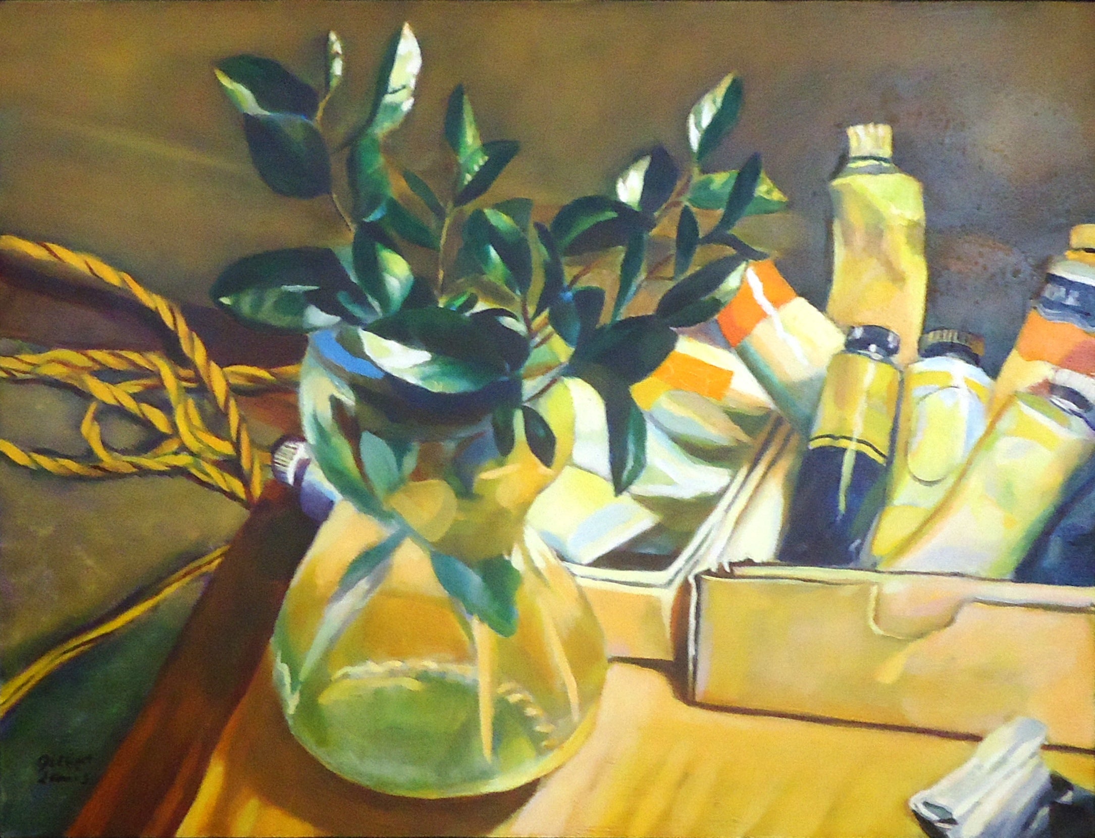 Gilbert Lewis: Untitled (Still Life with Paints) - Vintage Art Print for Home Decor & Office Wall Art