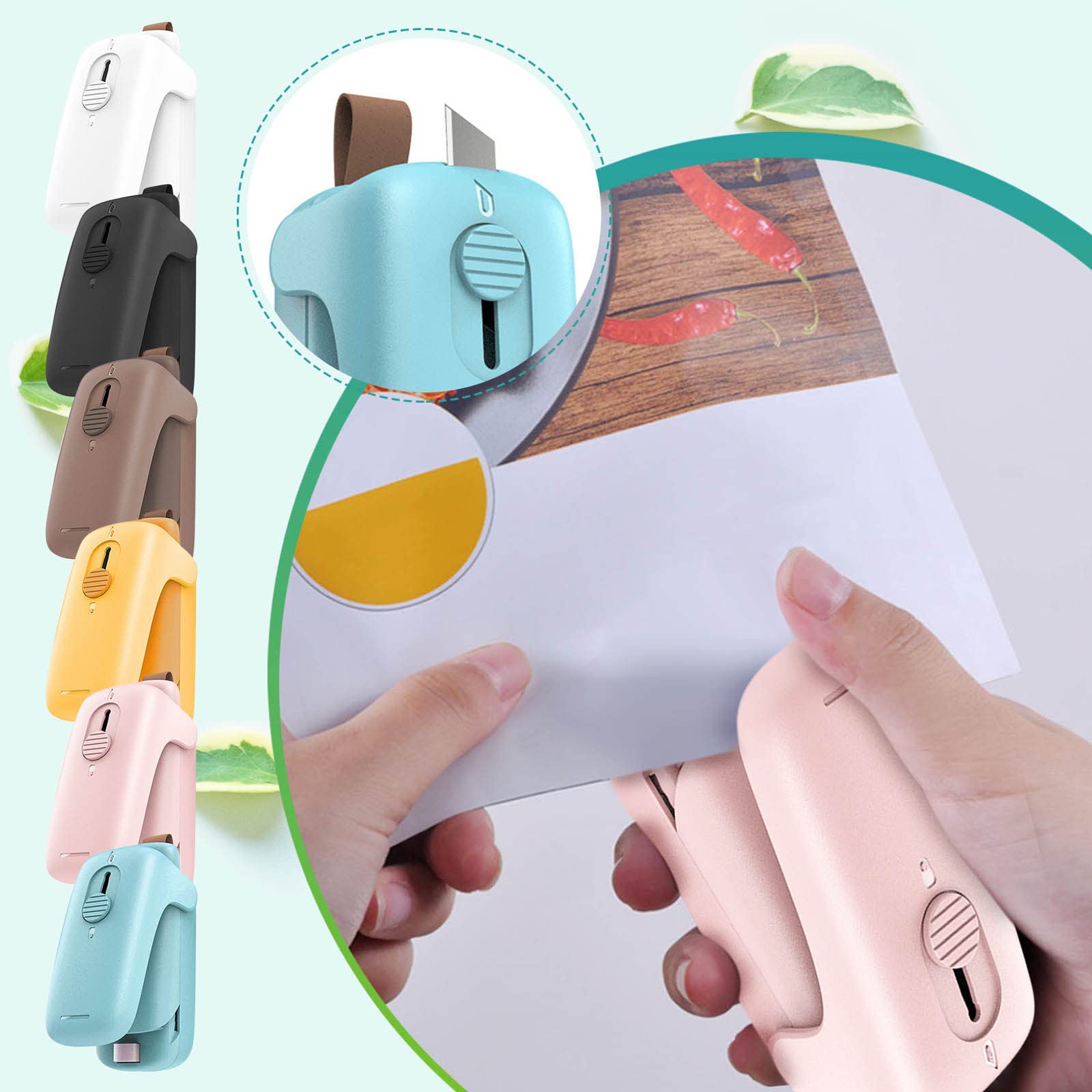 Mini Bag Sealer - Handheld Heat Vacuum Sealer with 2-in-1 Heat Sealing & Cutting Function | Portable Food Saver for Plastic Bags | Perfect for Food Storage, Snacks Preservation & Keeping Food Fresh | Ideal for Kitchen, Camping & Travel Use