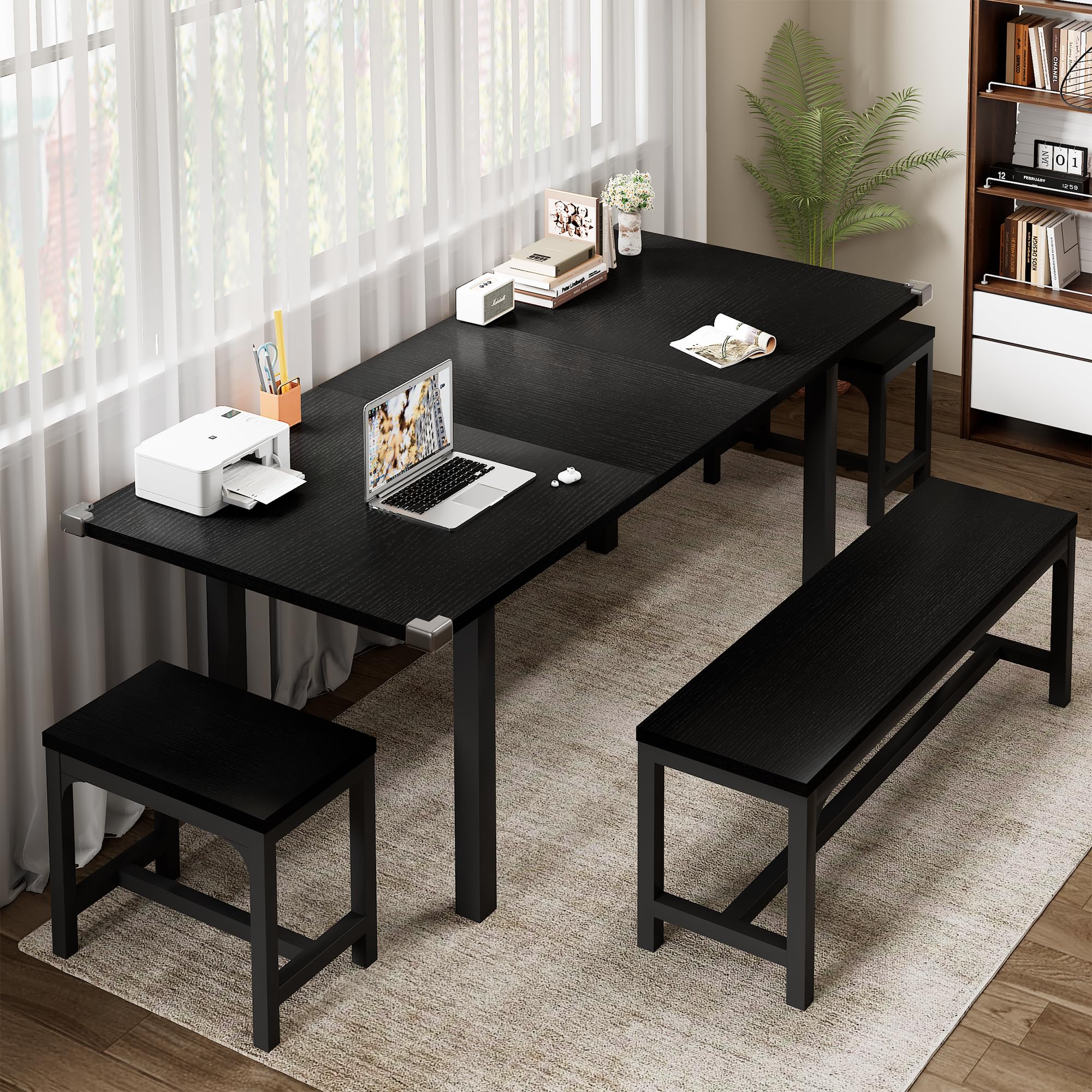 **Feonase 5-Piece Extendable Dining Table Set for 4-8 People, 63