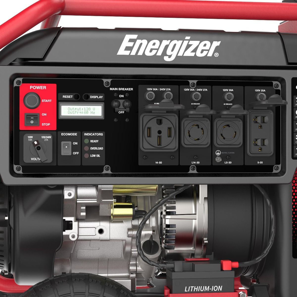 Energizer eZV7500 6500W/7500W EFI 50 Amp Inverter Generator with Electric Start - Quiet Portable Power for Camping, RV & Emergency Backup