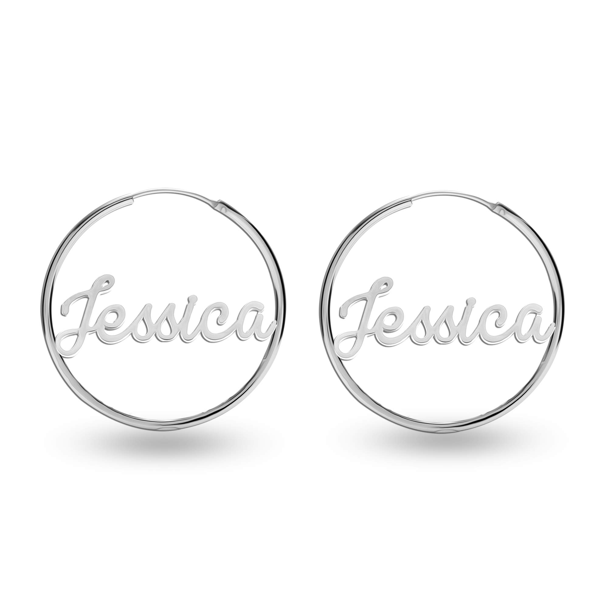 LeCalla Personalized 925 Sterling Silver Initial Name Hoop Earrings for Women & Teens - Custom Monogram Jewelry Gift for Birthday, Anniversary & Everyday Wear