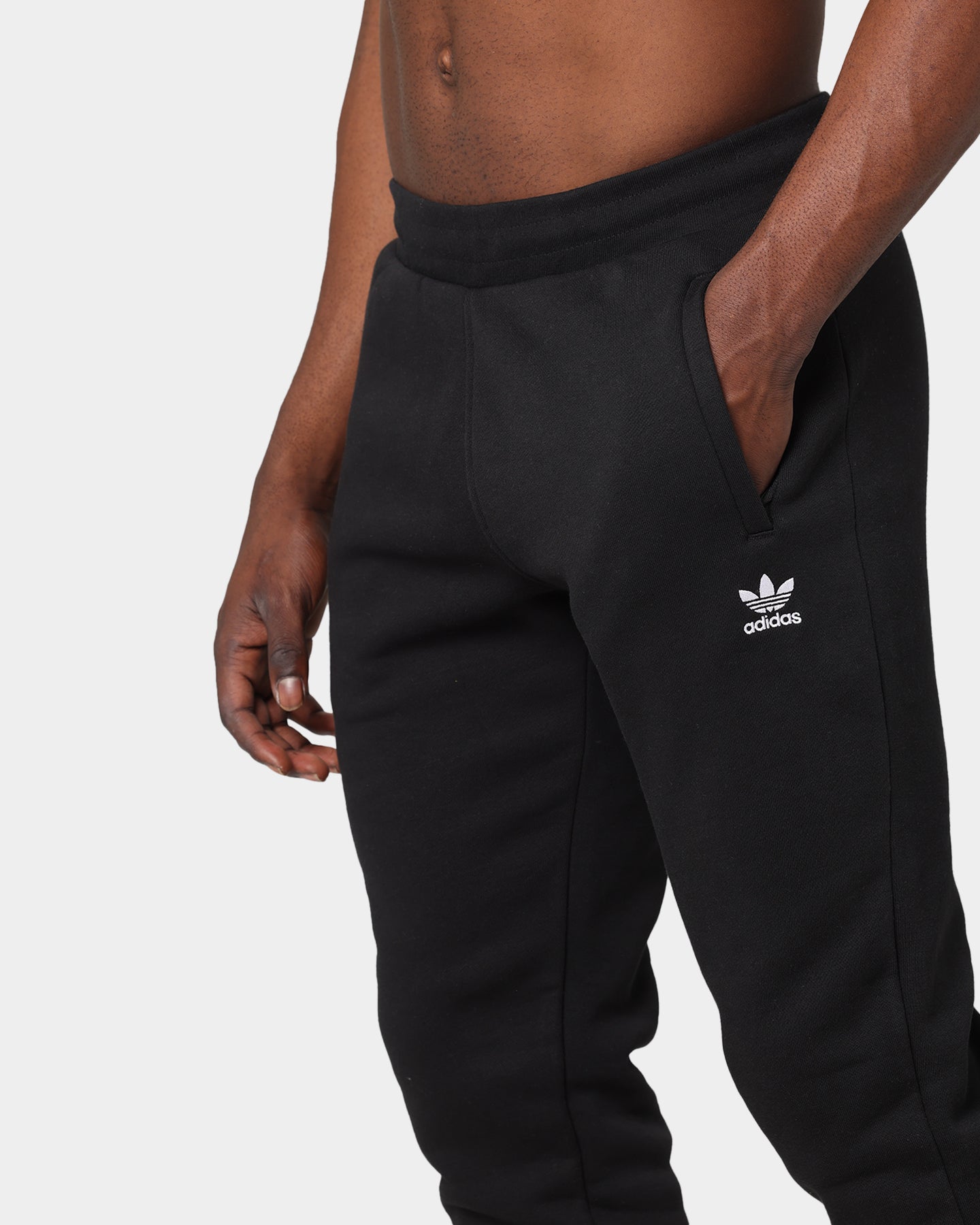 Adidas Essentials Trefoil Pants for Men - Black Athletic Joggers, Comfortable Casual Sweatpants for Running, Gym, Lounge & Everyday Wear