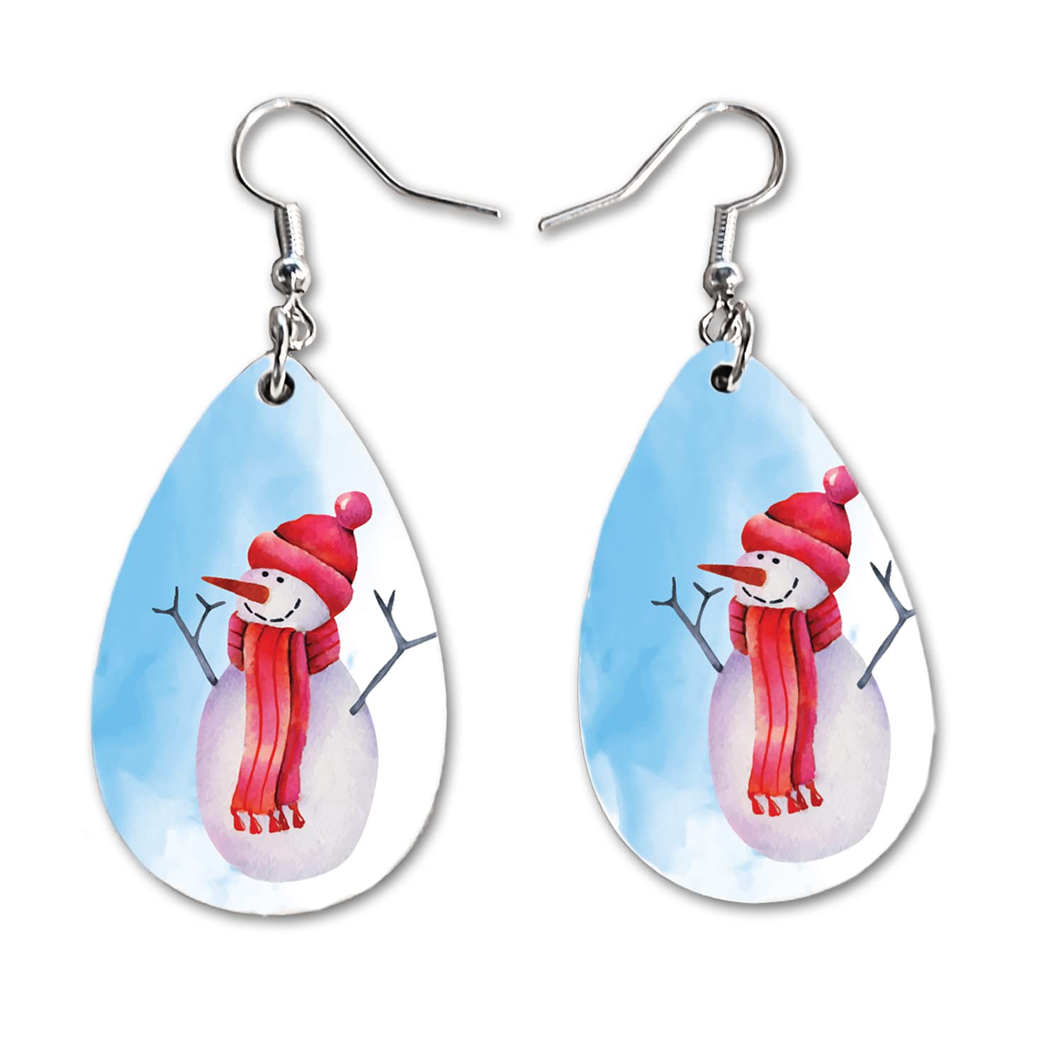 Cute Snowman Dangle Earrings Set - Lightweight Christmas Winter Jewelry for Women | Double-Sided Design | Perfect for Holiday Parties & Gift Giving