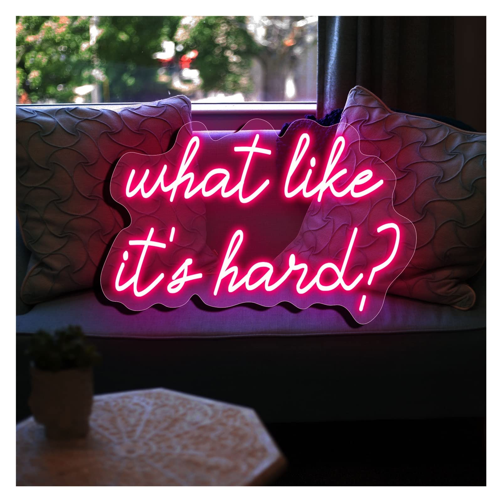 Handmade LED Neon Sign - 'What Like It's Hard?' Pink Neon Light for Bar, Home, Room & Store Wall Decor (65x41cm/25x16in) - Perfect for Parties, Weddings & Instagrammable Spaces