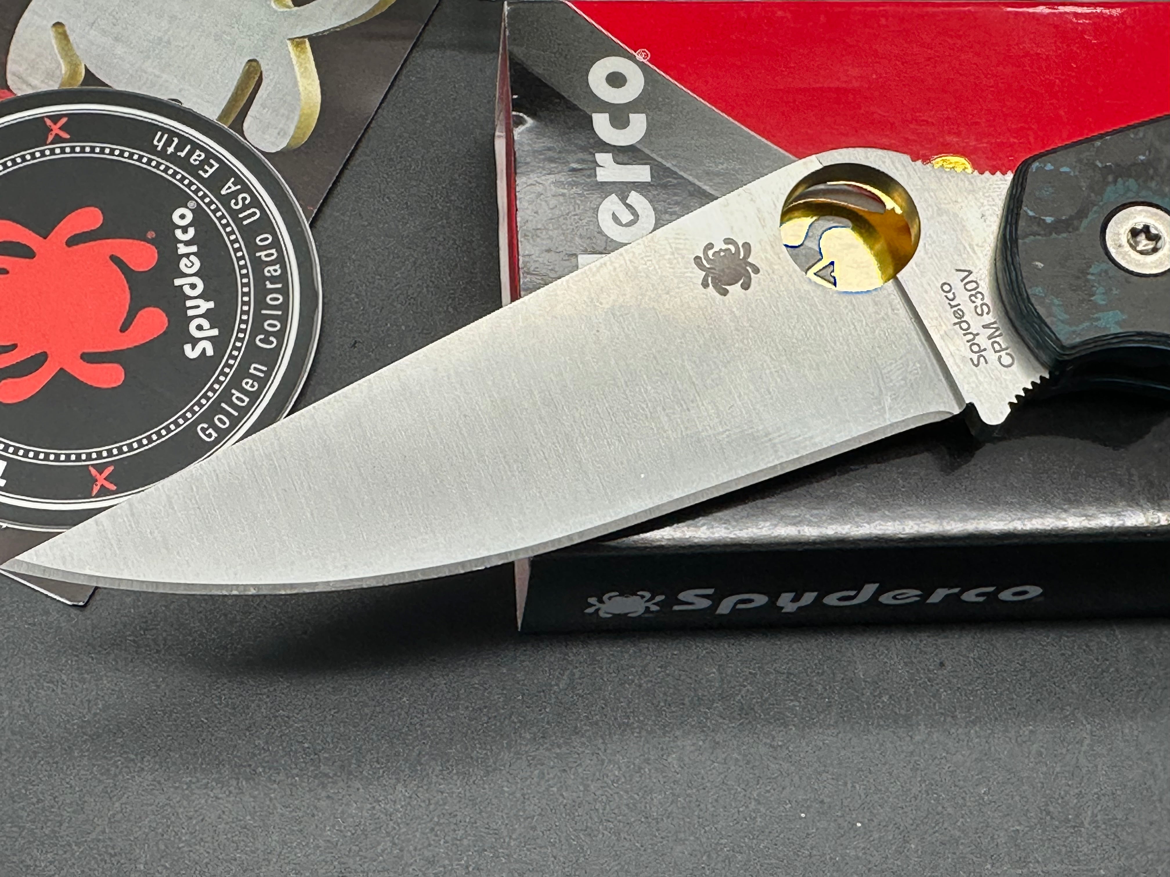 Spyderco Military 2 Folding Knife - S30V Satin Blade, Arctic Storm Carbon Fiber Handle with Compression Lock - EDC, Outdoor Survival, Camping & Tactical Use