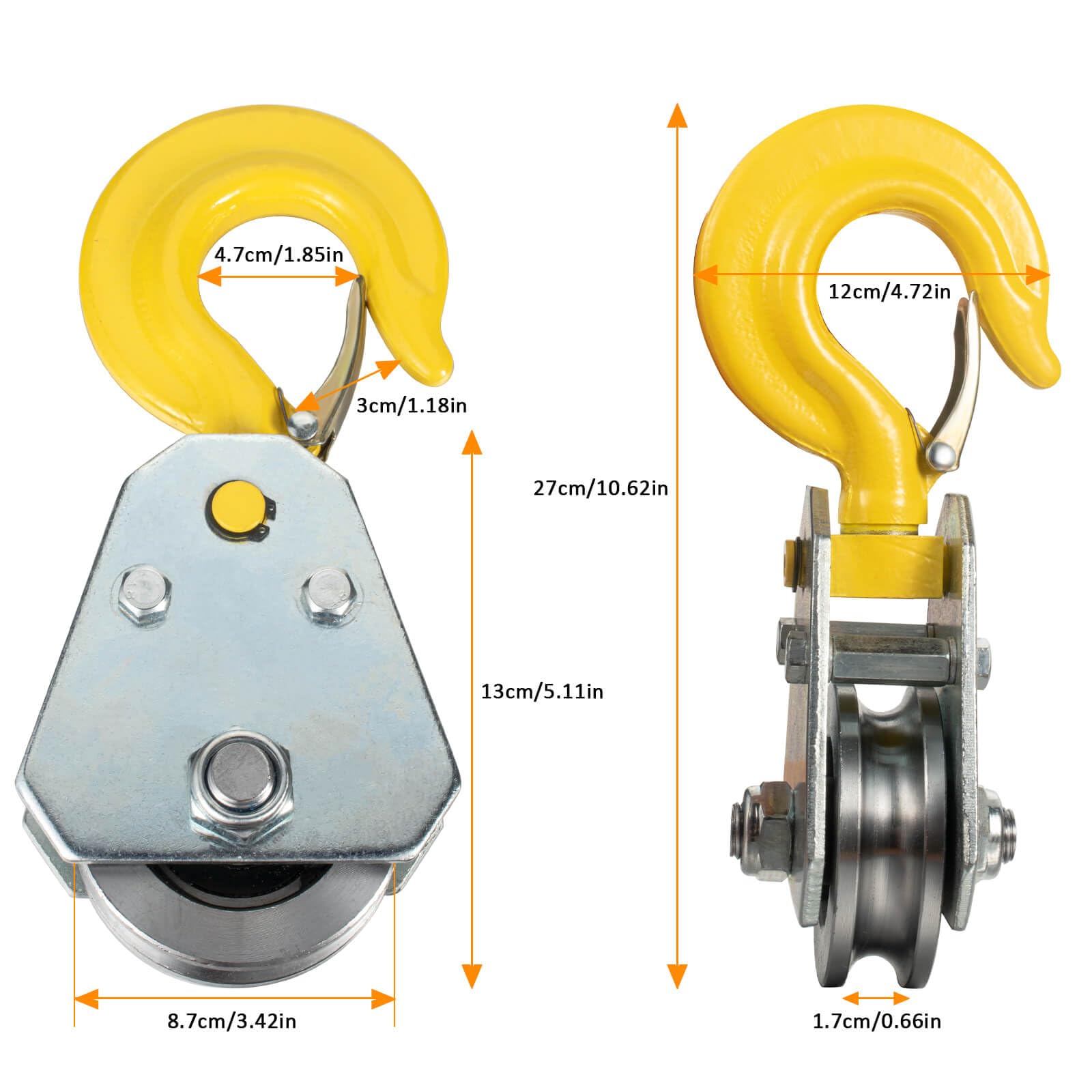 3Ton Heavy Duty Snatch Block with Hook for 5/8