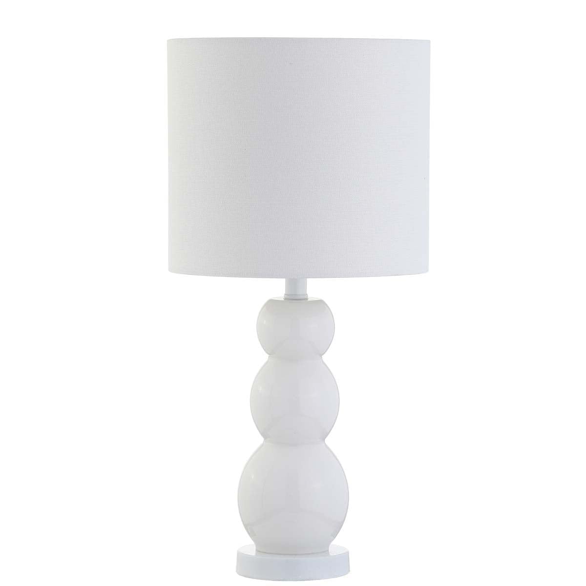 SAFAVIEH Cabra 19-inch Modern White Glass Table Lamp with LED Bulb - Contemporary Bedside, Living Room & Office Lighting for Home Decor