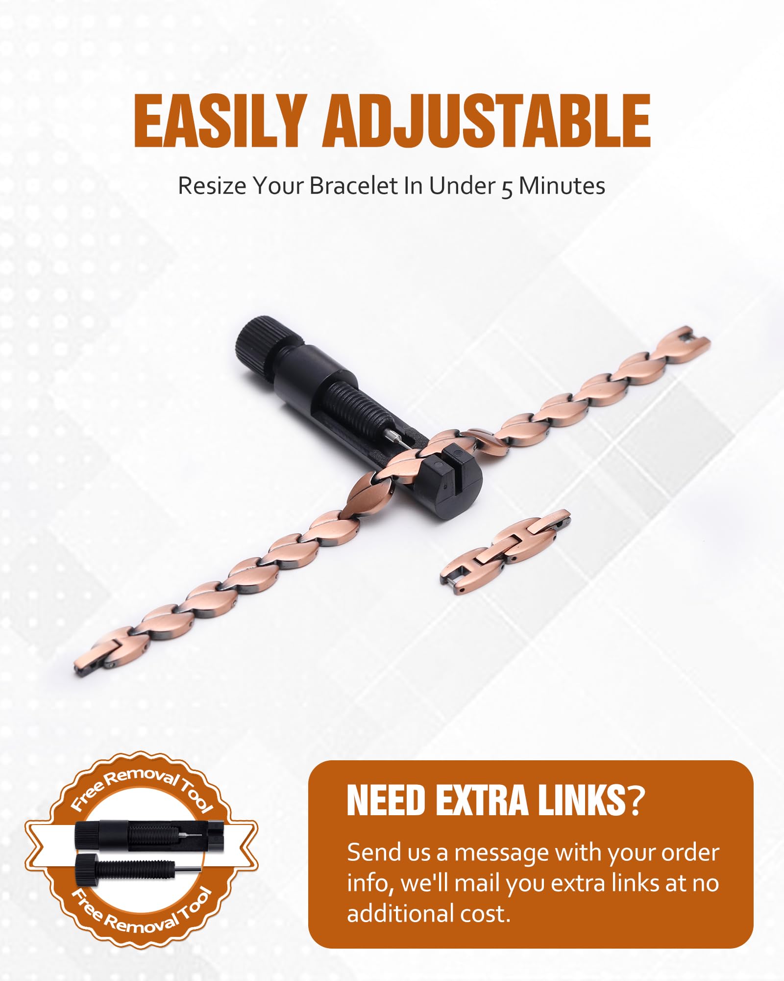Jecanori Copper Magnetic Bracelets for Women - Adjustable Sizing Tool Included - Stylish & Comfortable for Everyday Wear, Yoga, Work & Travel