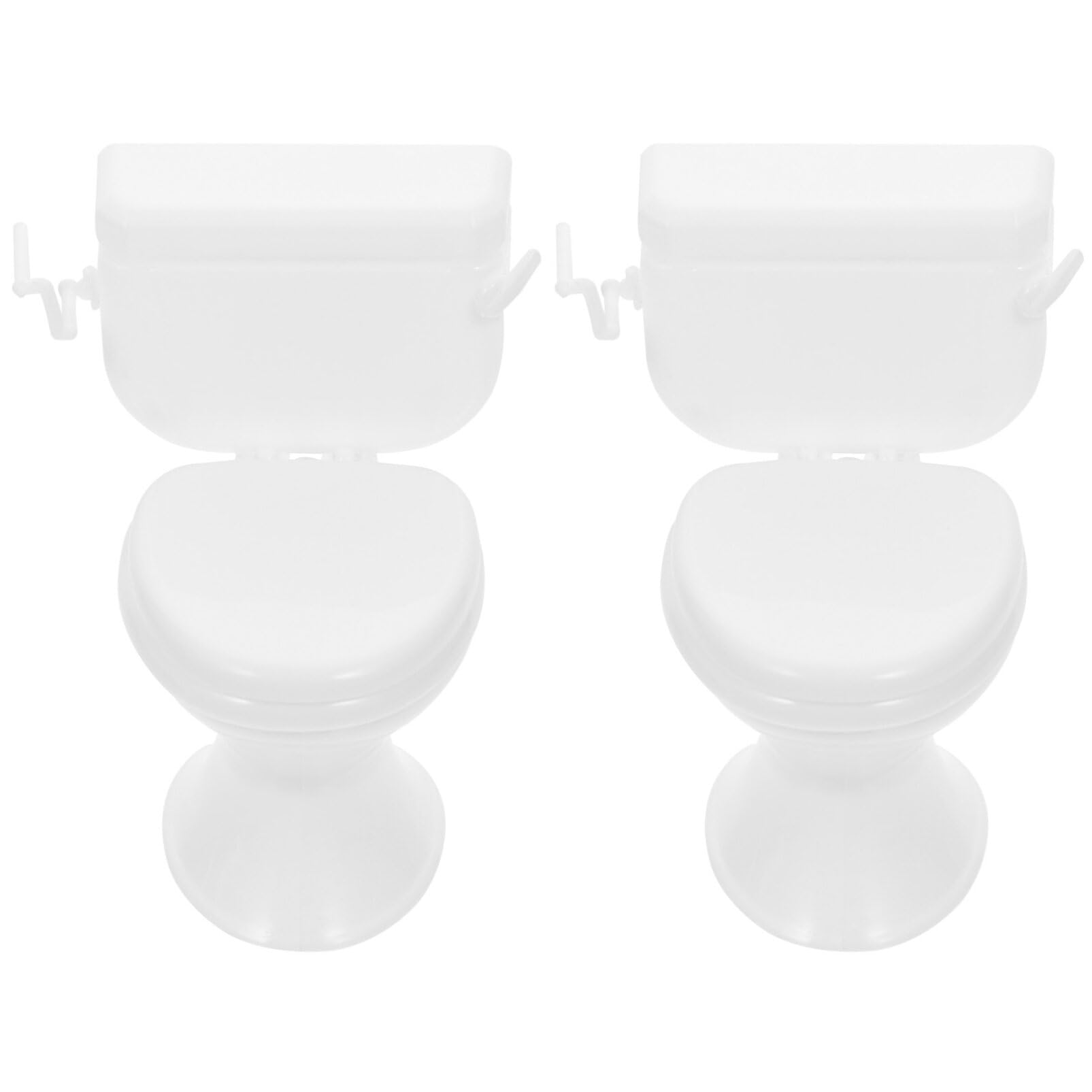 SAFIGLE 2Pcs Miniature Toilet Set - Tiny Dollhouse Bathroom Furniture Models for DIY Miniature House, Baby Shower Decor & Fairy Garden Accessories - Perfect for Dollhouse, Fairy Garden & Miniature Scene Displays