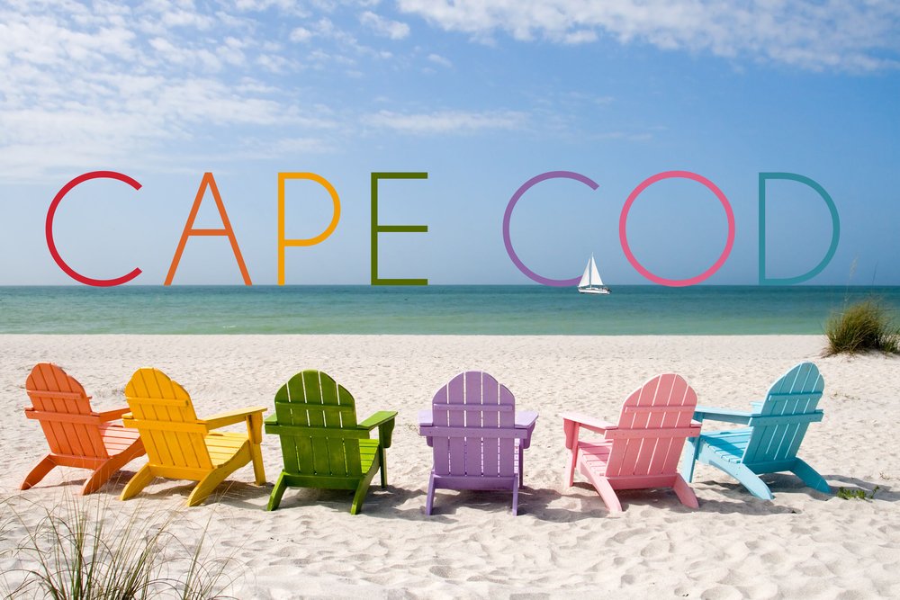 Lantern Press Cape Cod Massachusetts Wall Art - 12x18 Colorful Beach Chairs Poster for Coastal Decor, Living Room & Bedroom Aesthetic