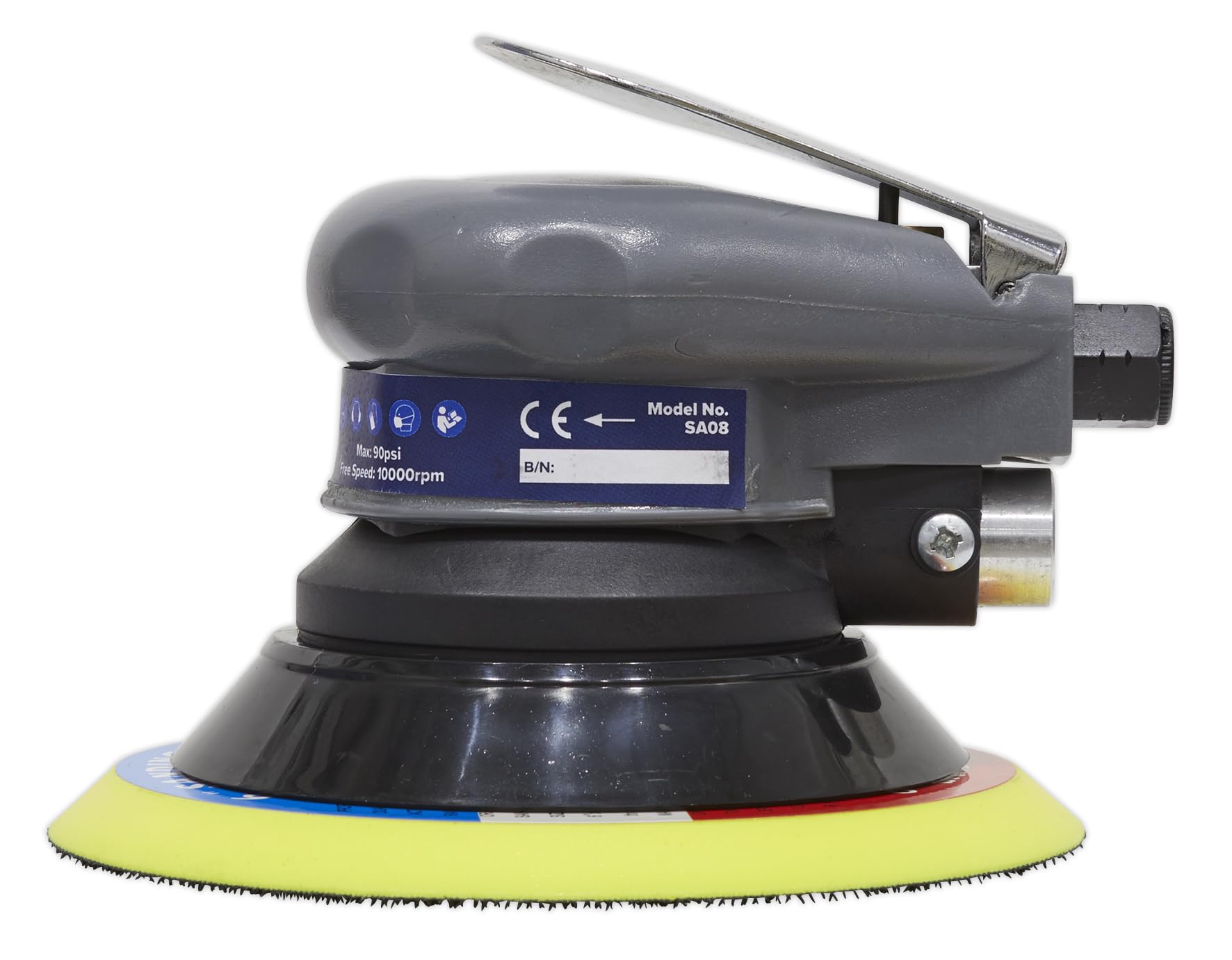 Sealey SA08 150mm Air Palm Orbital Sander - Professional Pneumatic Sanding Tool for Woodworking, Auto Body Repair & DIY Projects | Perfect for Smoothing Surfaces & Paint Prep