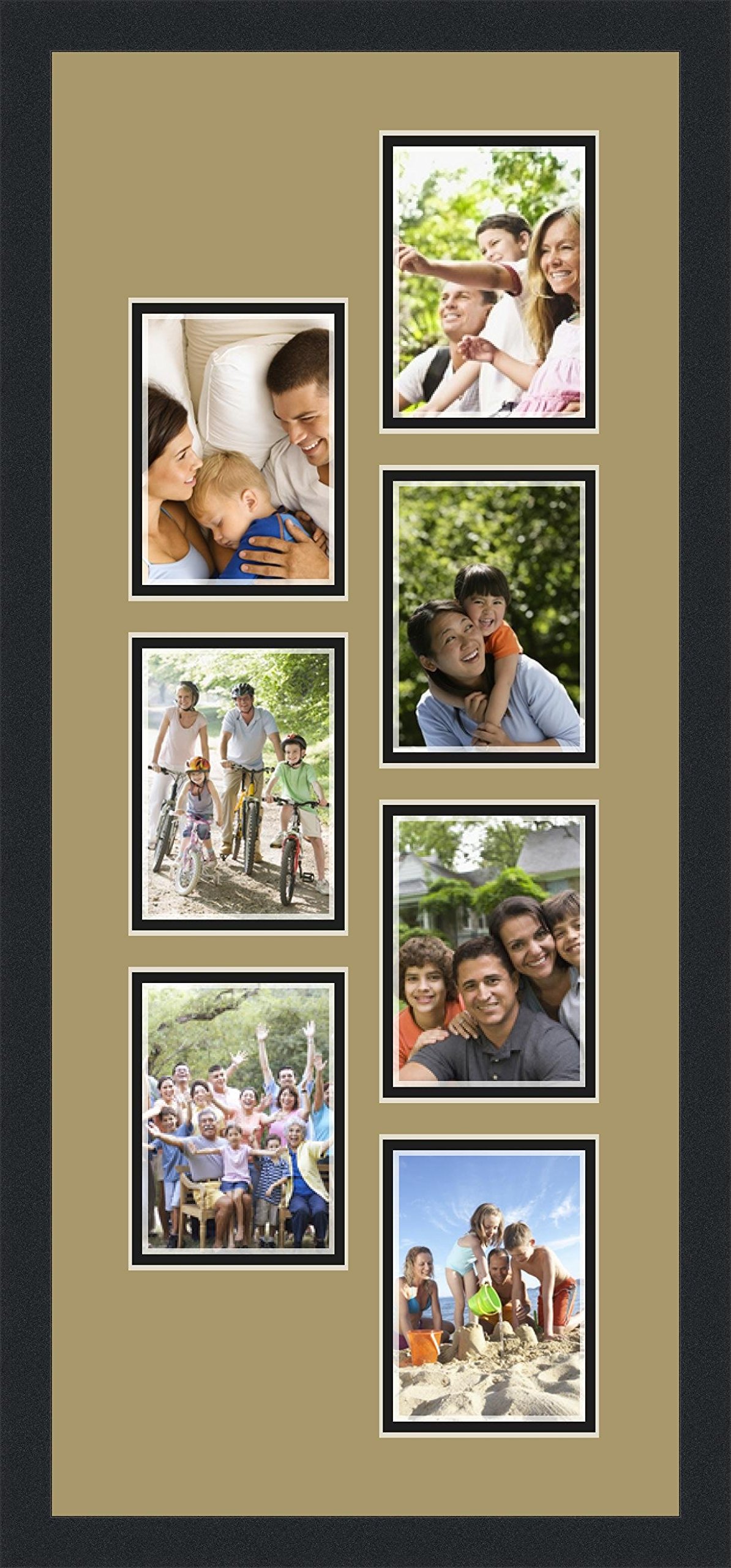 Art to Frames 35x15 Inch Picture Frame - 1.25 Inch Wide Satin Black Double Mat Opening for 11x14 & 8x10 Photos - Perfect for Wall Decor, Home Office, Gallery Displays