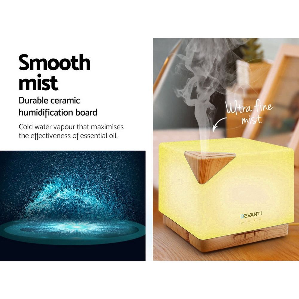 DEVANTi 600ml Aroma Diffuser, Essential Oil Diffuser with Humidifier & Night Light - Perfect for Home, Office, Yoga & Relaxation