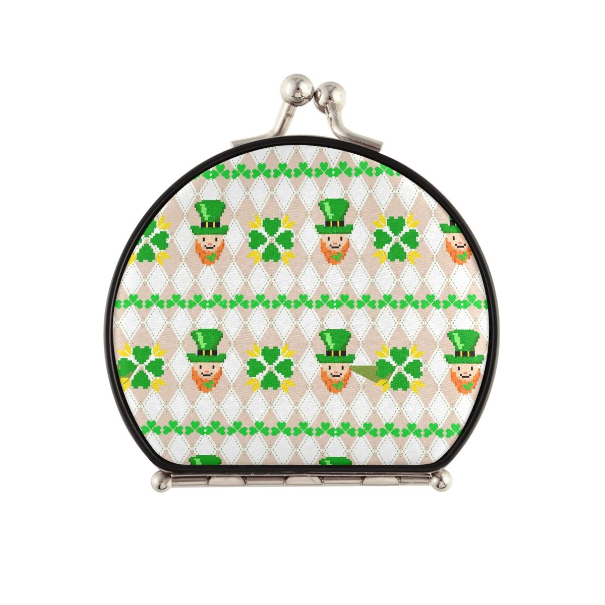 Portable Travel Makeup Mirror for Women - Double Sided Compact Mirror with 2x & 1x Magnification, Leprechaun Hat & Shamrock Design - Perfect Gift for Women, Moms & Kids | Great for Travel, Home Vanity & On-the-Go Touch Ups