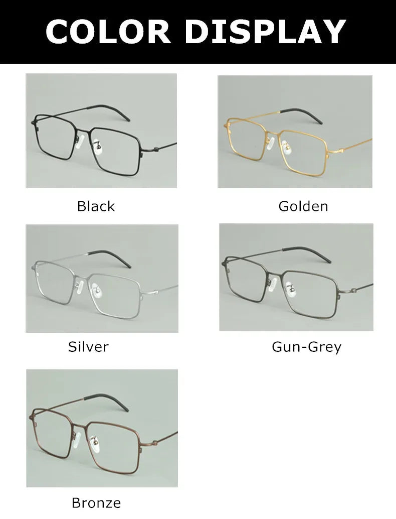 Aimee Unisex Full Rim Square Titanium Eyeglasses Frame 15502 - Lightweight Durable Glasses for Men & Women - Perfect for Reading, Work, and Daily Wear