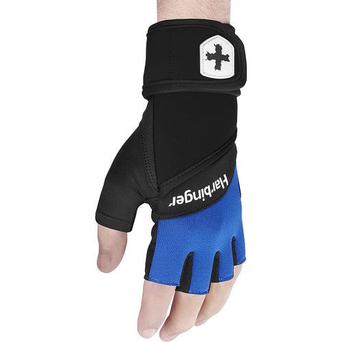 Harbinger Unisex Training Wrist Wrap Gloves 2.0 - Blue | Weightlifting & CrossFit Support for Men & Women | Gym, Powerlifting & Workout Gloves for Better Grip & Wrist Protection