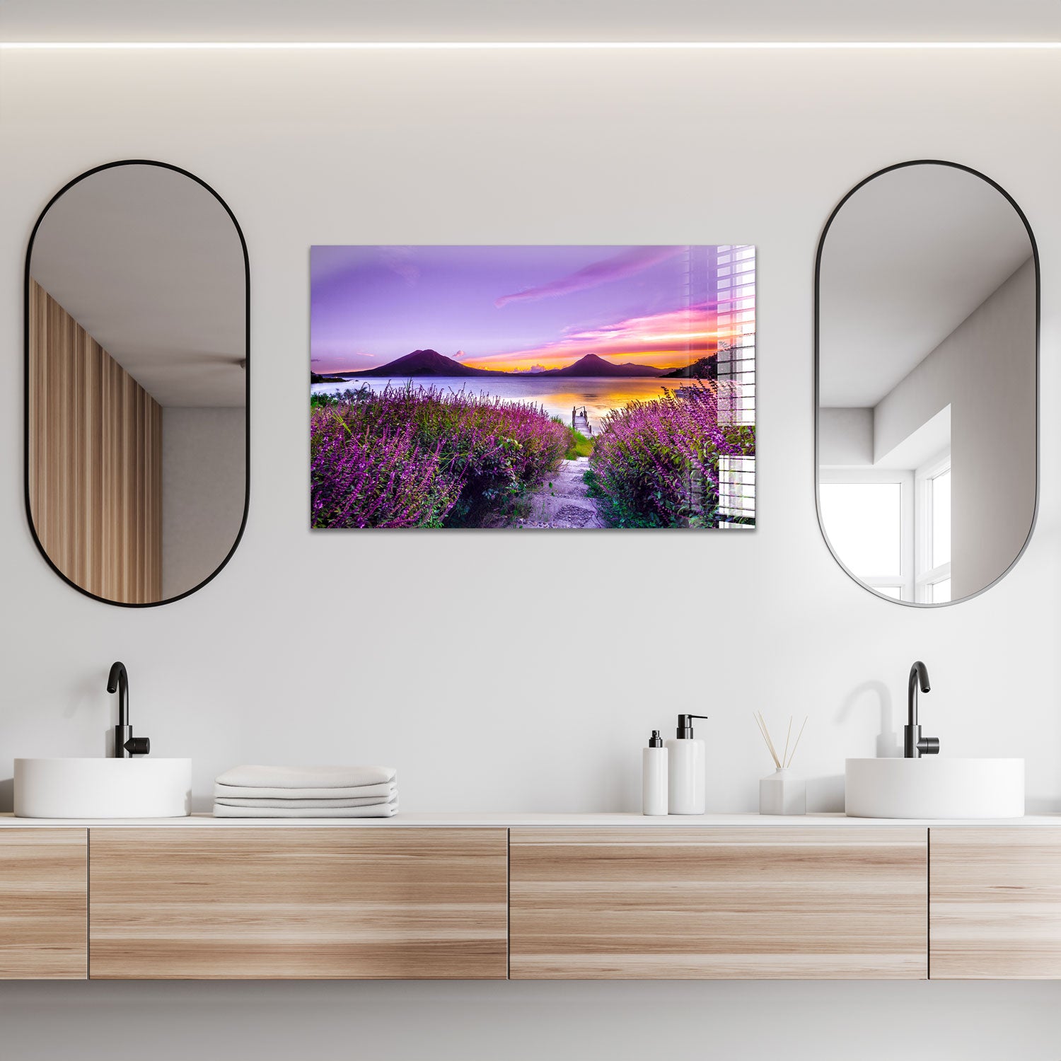 Stunning Purple Sunset Wall Art - Handmade Canvas Painting for Home & Office Decor | Perfect for Living Room, Bedroom, or Gift