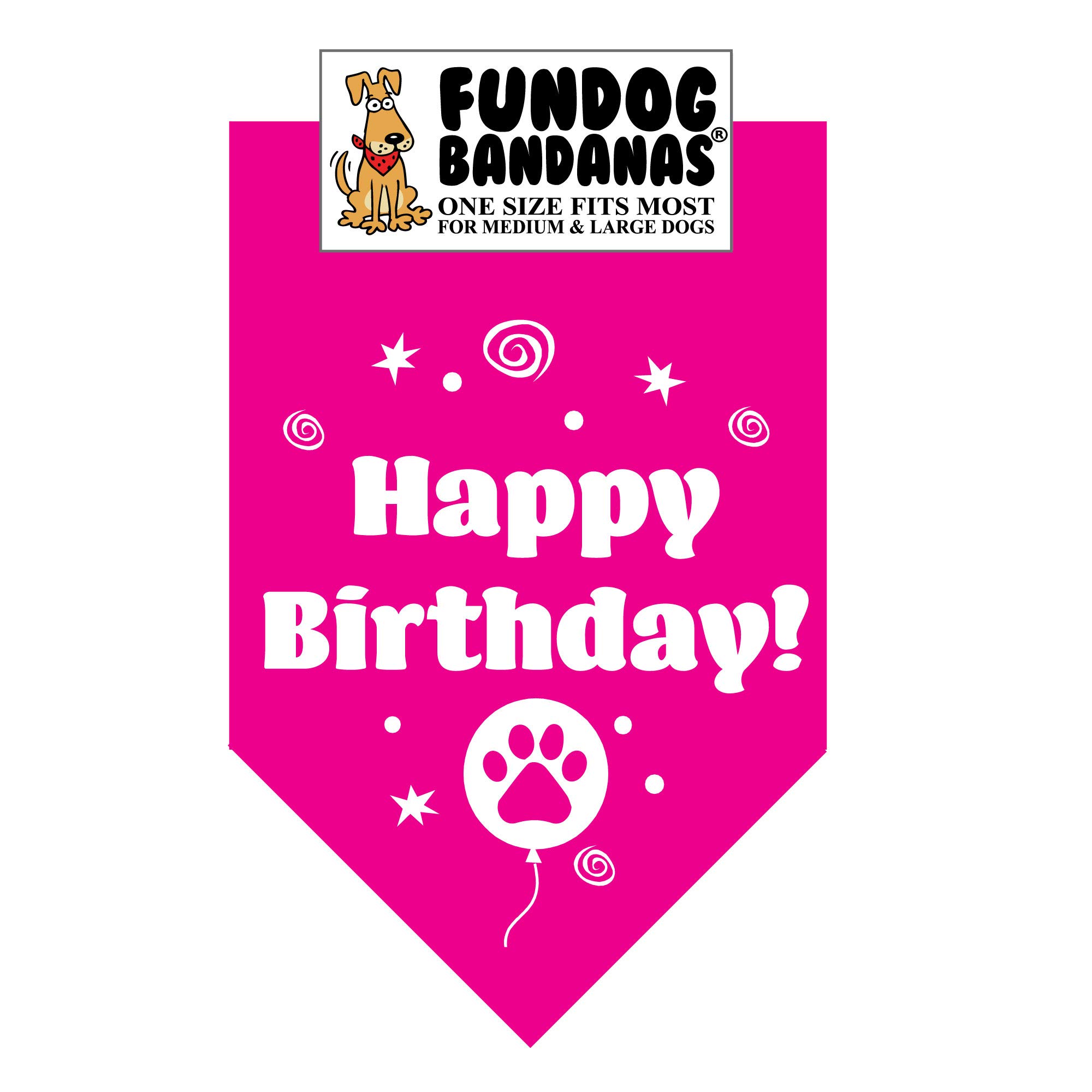 Happy Birthday Dog Bandana for Medium to Large Dogs - Adjustable One Size Fits Most, Hot Pink Pet Bandana - Perfect for Birthday Parties & Dog Celebrations