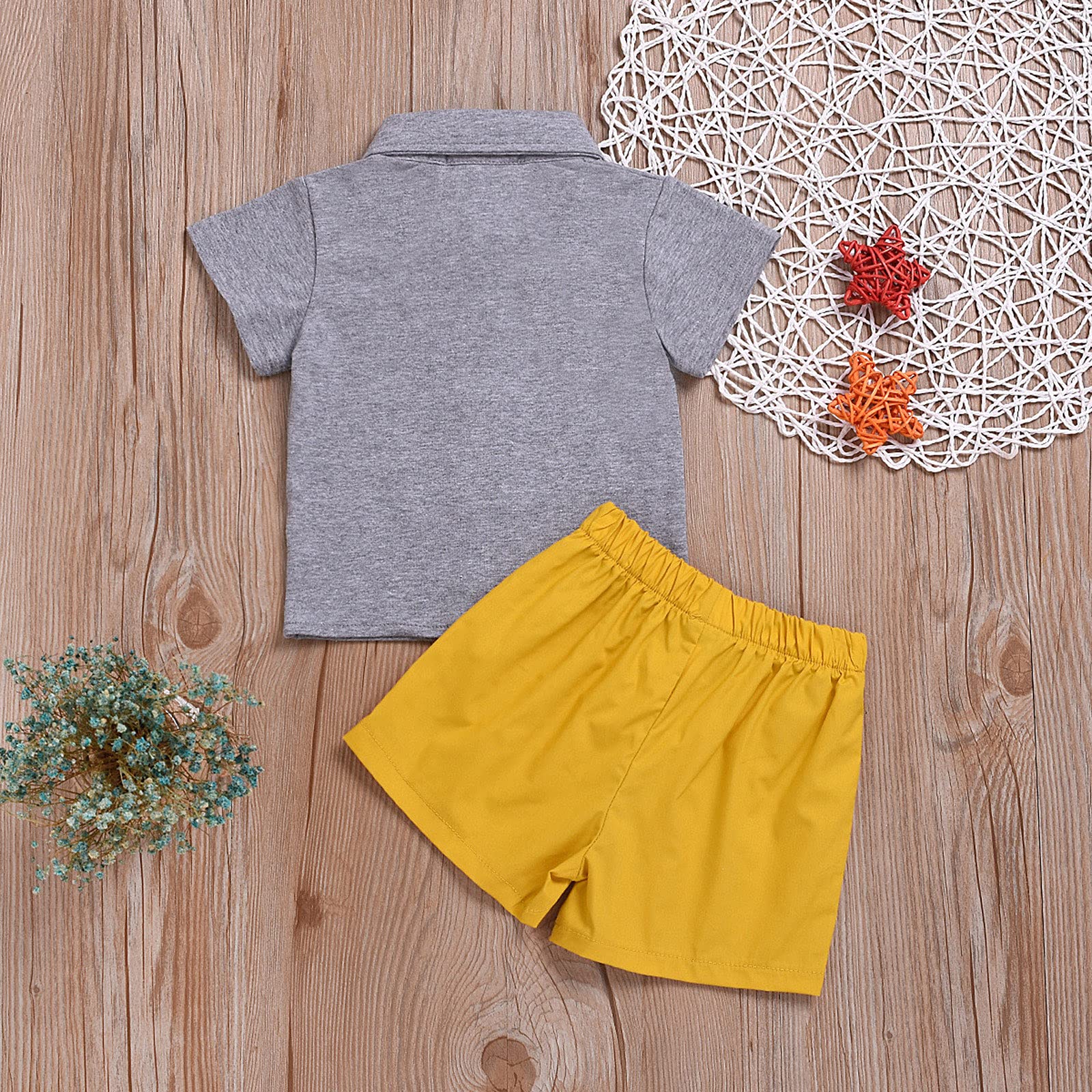 Toddler Boys' Summer Outfit Set - Button Down Blouse & Shorts with Bow Tie | Gentlemen Style Casual Wear for Kids | Perfect for Parties, School & Family Photos