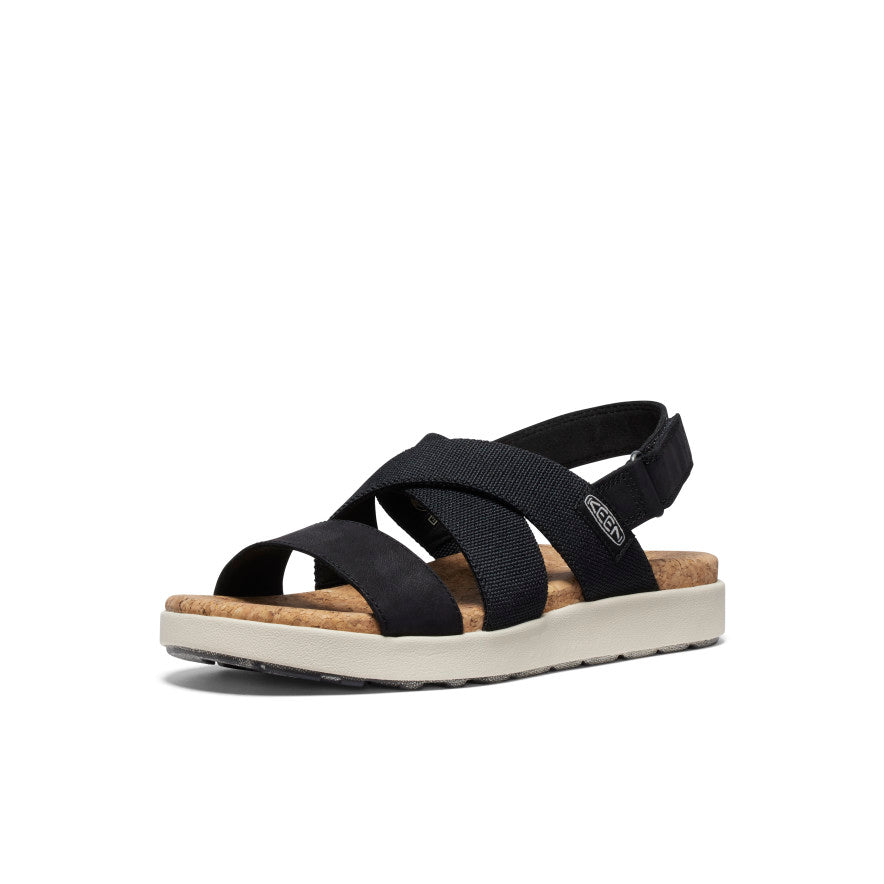 Women's Elle Criss Cross Sandals - Black/Birch | Comfortable Summer Casual Shoes for Beach, Vacation & Everyday Wear