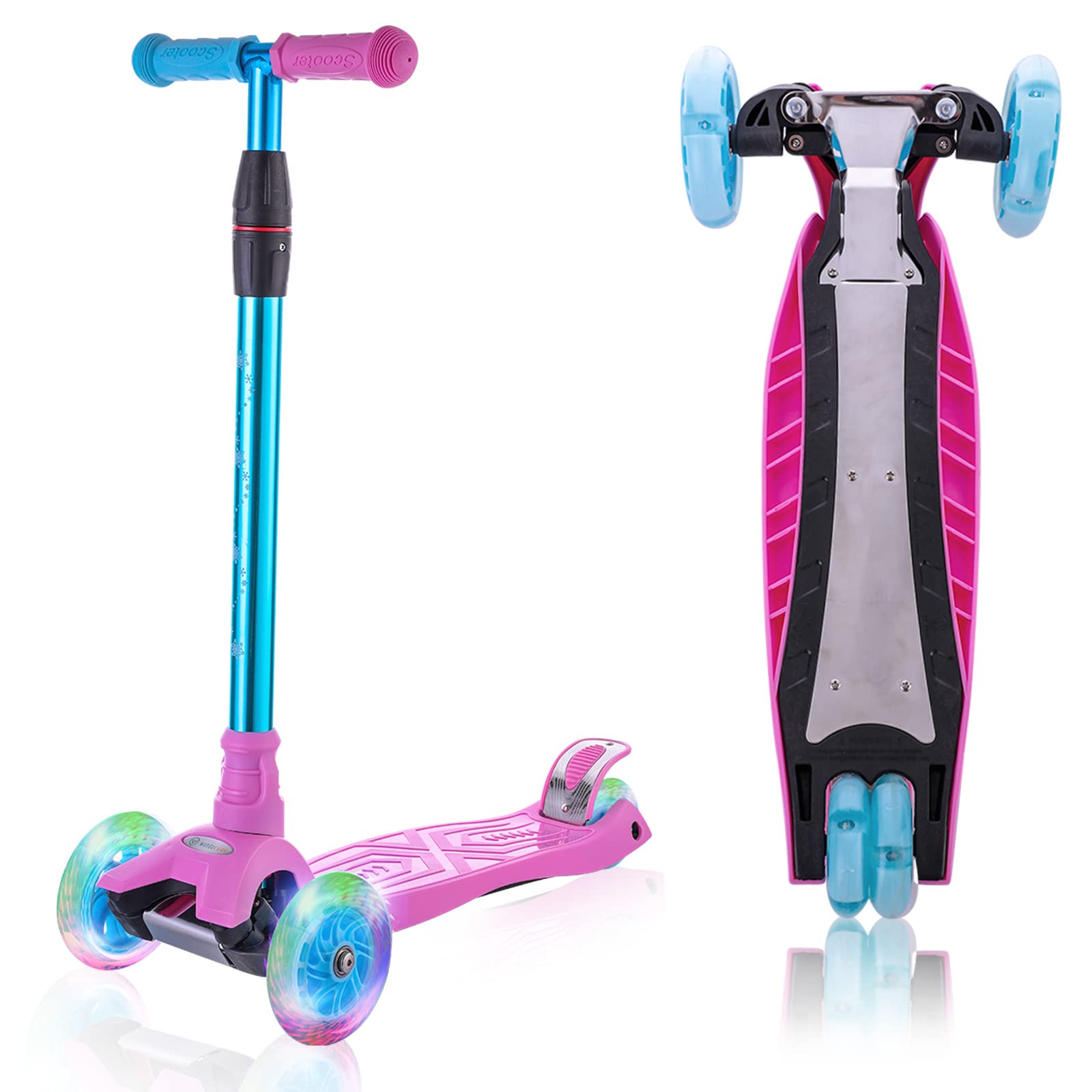Best 3 Wheel Scooter for Kids Ages 3-12 - LED Light Up Wheels, Adjustable Height & Sturdy Deck - Perfect for Outdoor Play, Commuting to School & Neighborhood Fun