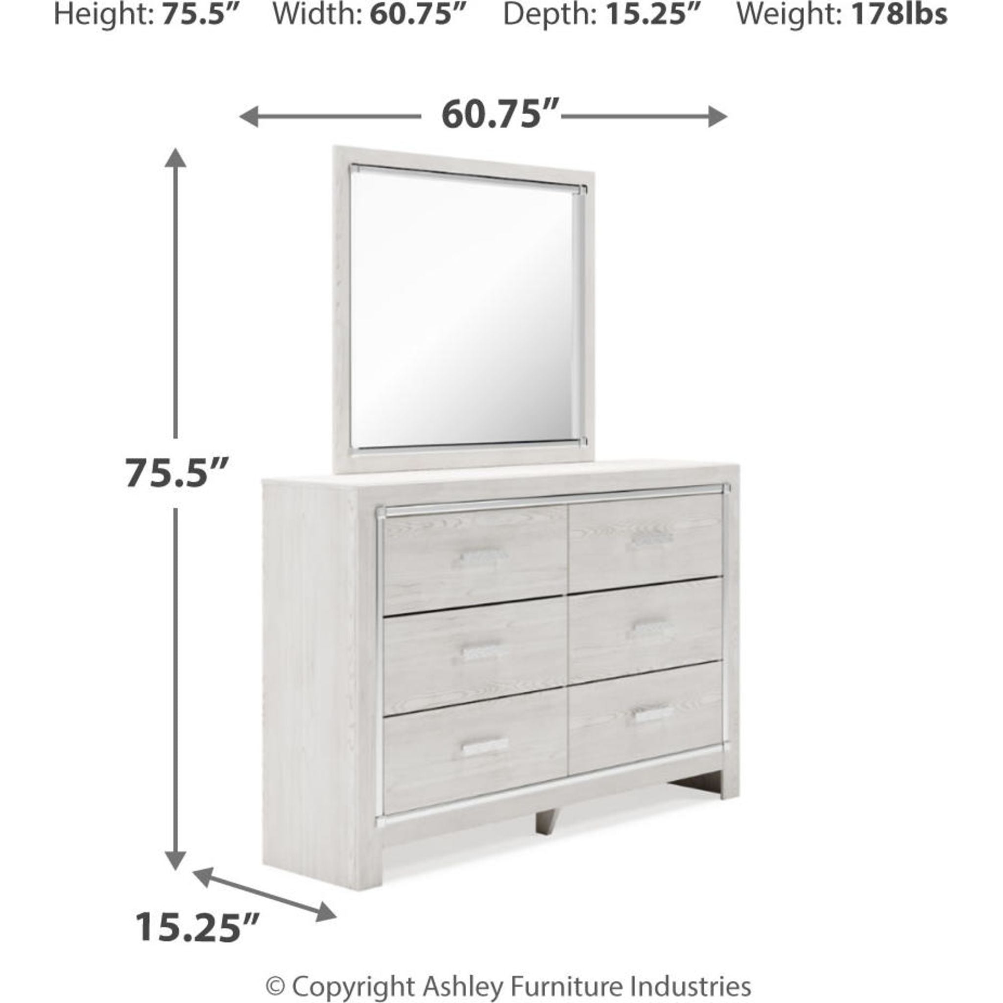 Altyra White Dresser with Mirror - Modern Bedroom Furniture for Home Organization & Storage | Perfect for Bedrooms, Guest Rooms & Dorm Decor
