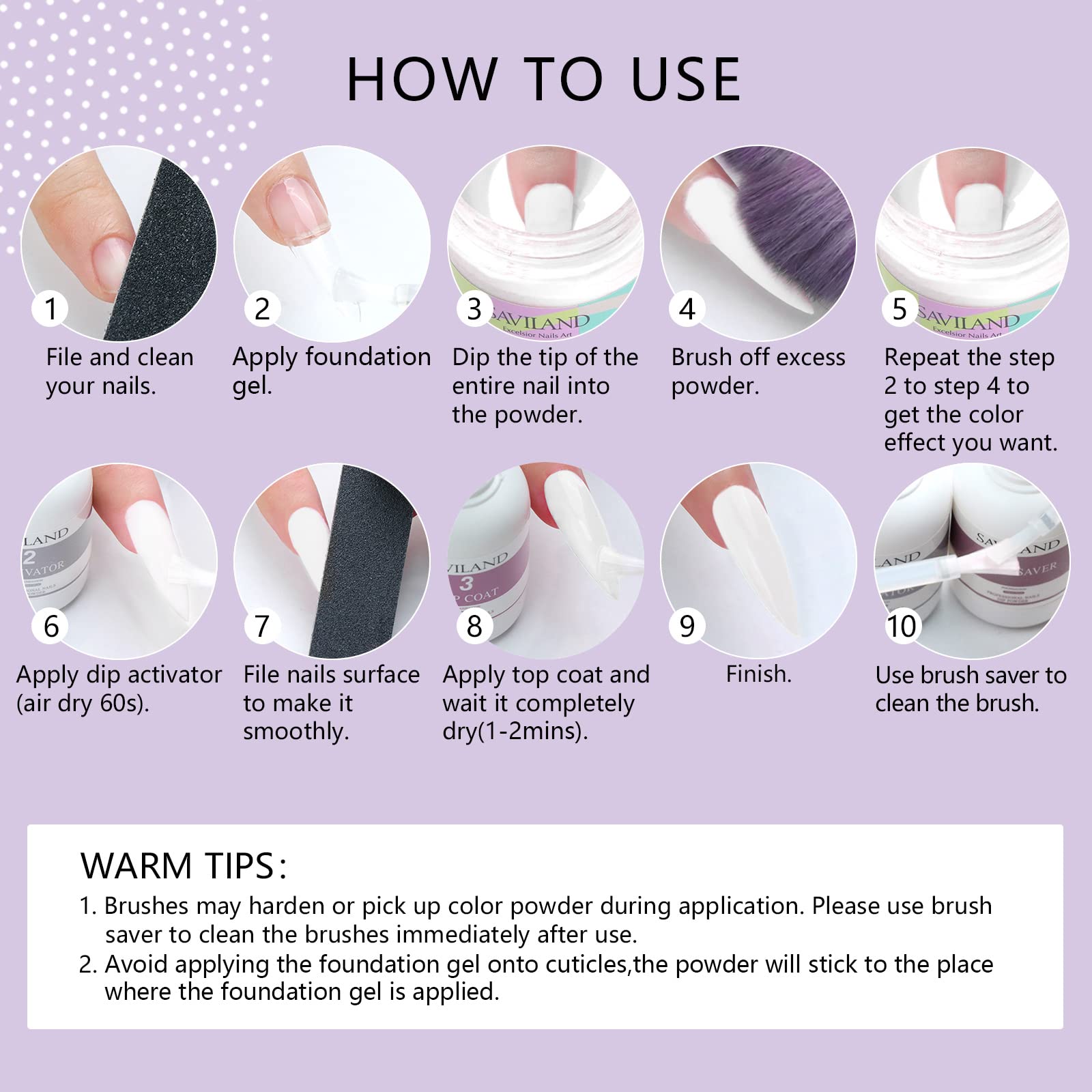 Saviland 15ml Dip Powder Liquid Set with 60g/2.1oz Nude Dip Powder - Base Coat, Top Coat, Activator & Brush Saver - Complete Dip Nail Kit with Nail File - No UV Lamp Needed - Perfect DIY Manicure Gift Set for Women - Salon Quality Nails at Home for Parties, Weddings & Special Occasions