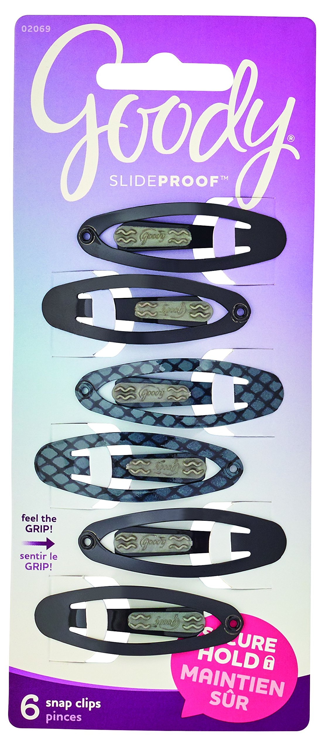 Goody SlideProof Contour Hair Clips - 6 Pack Non-Slip Hair Clips for Women & Girls - Perfect for School, Work, Sports and Everyday Hairstyles