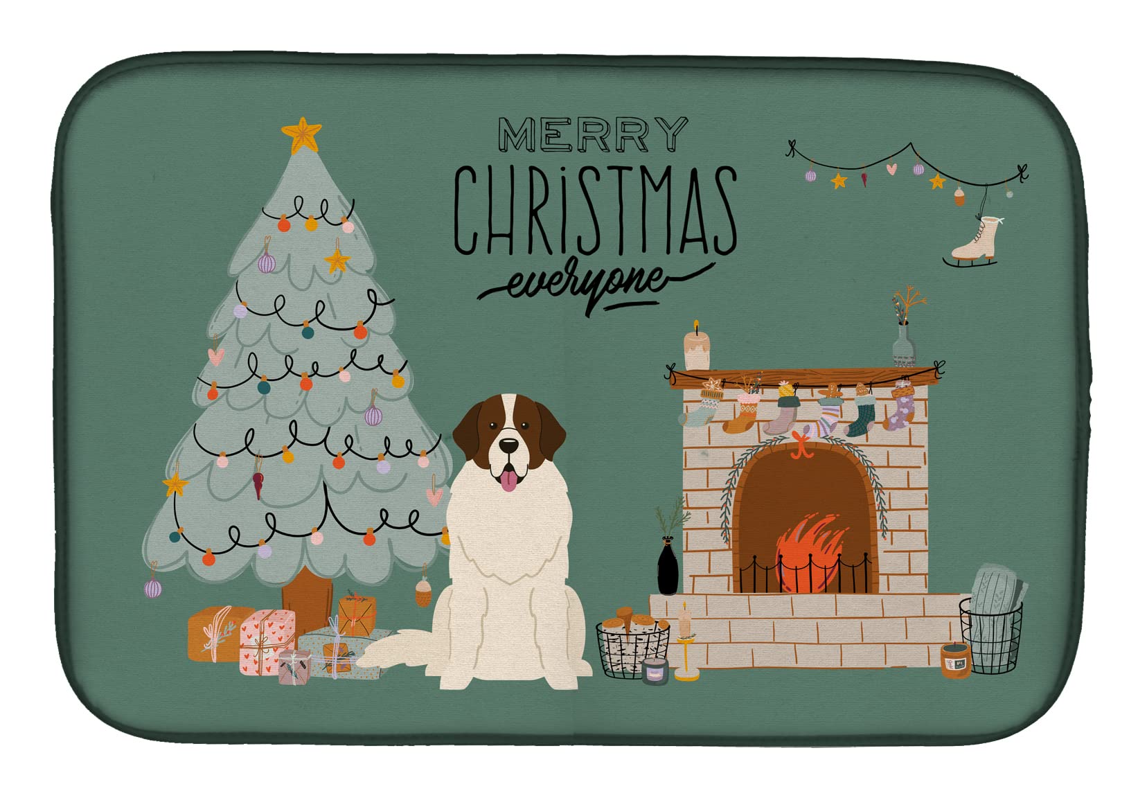 Moscow Watchdog Christmas Dish Drying Mat - Absorbent Kitchen Counter Pad (14x21