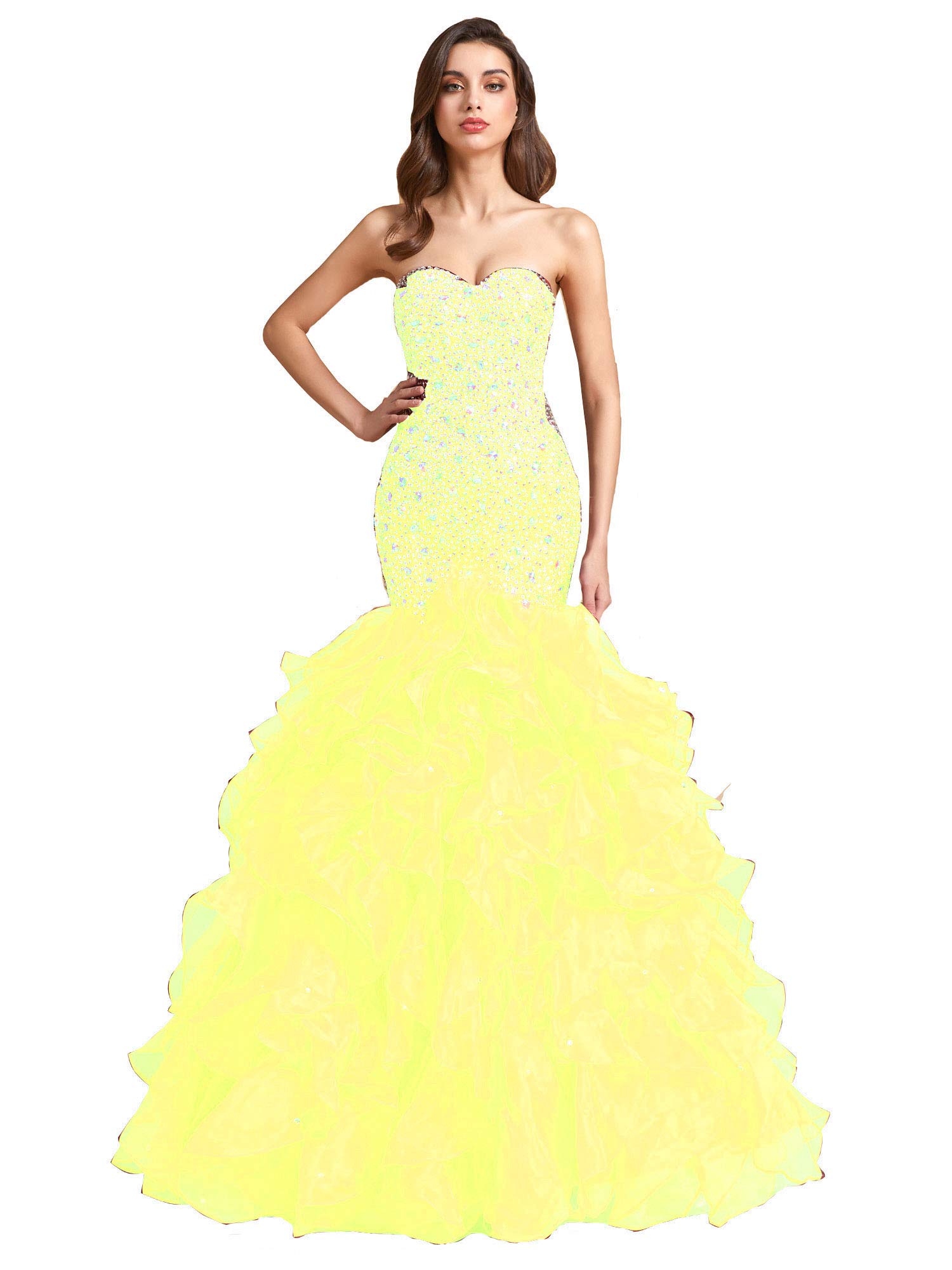 Elegant Mermaid Prom Dress with Ruffles & Beading - Sweetheart Corset Formal Evening Gown for Women | Perfect for Homecoming, Weddings & Special Occasions