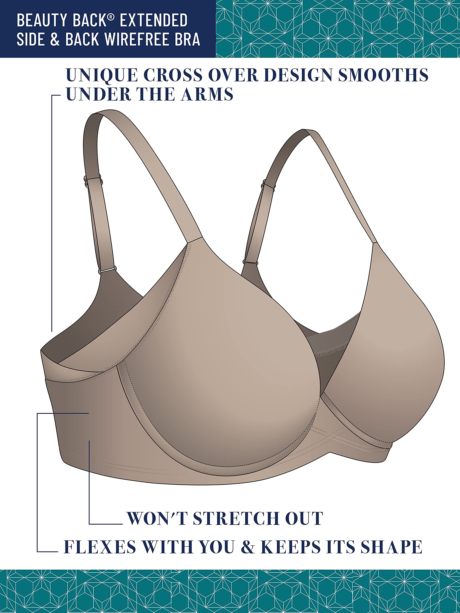 Vanity Fair Women's Comfort Bras - Seamless Underwire Bra with Side & Back Smoothing for All-Day Support | Perfect for Work, Yoga & Everyday Wear