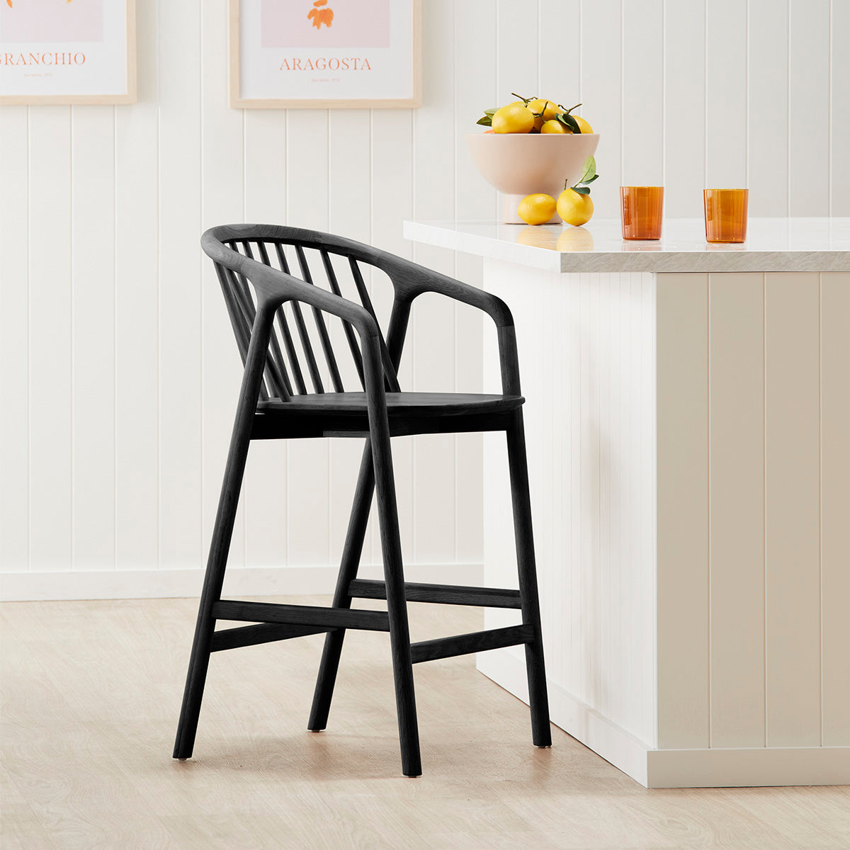 Lake Timber Bar Stool - Rustic Wooden Counter Height Stool for Kitchen Island, Breakfast Bar & Pub - Adjustable Height & Durable Construction
