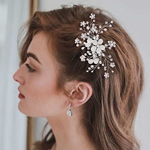 Elegant Silver Crystal Wedding Hair Comb with Rhinestones - Floral Bridal Hair Accessories for Women & Girls | Perfect for Brides, Prom, and Special Occasions