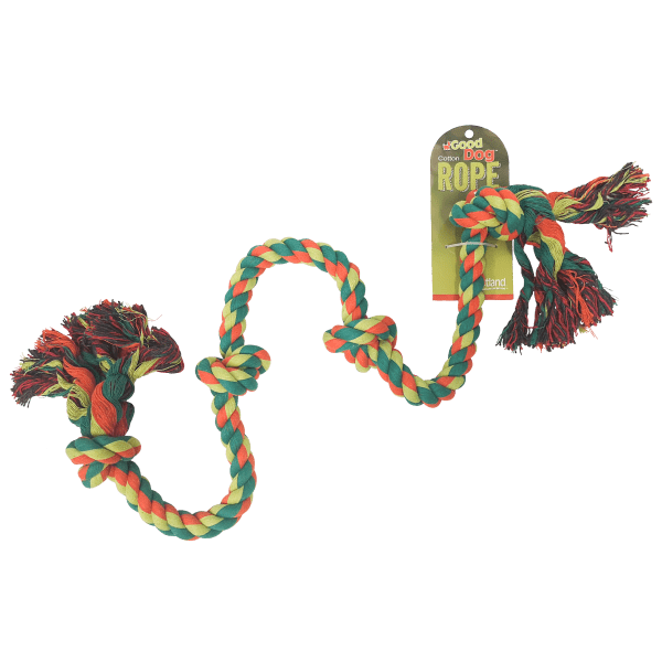 Good Dog 4 Knot 36 Multicolor Rope Bone Chew Toy for Medium & Large Dogs - Durable Interactive Play for Indoor & Outdoor Use