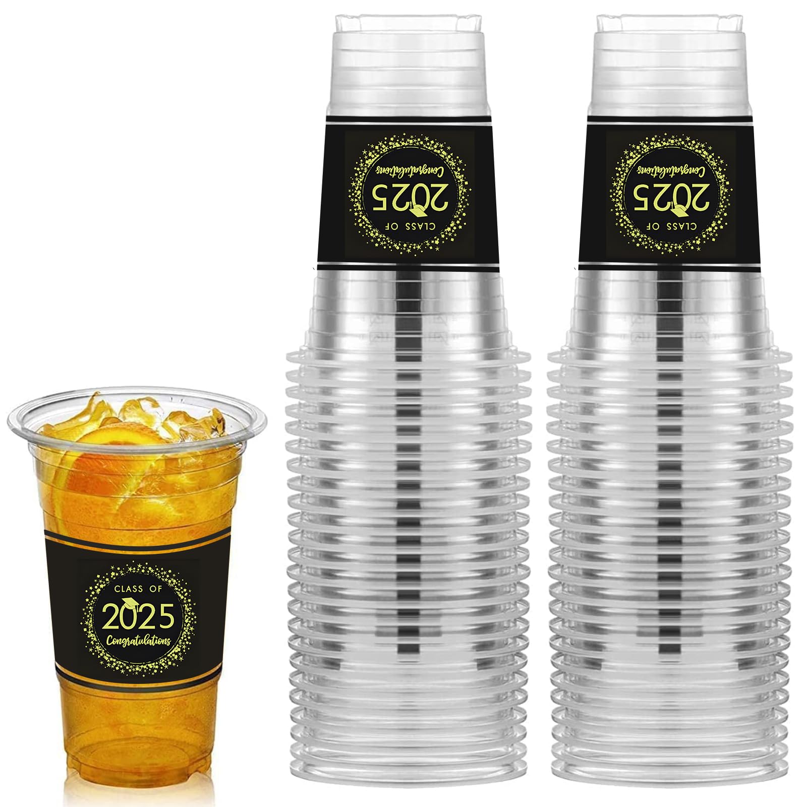 HongyiTime 50 Pack Graduation Party Cups - Disposable Plastic Commencement Drinkware for Graduation Ceremony, Party Favors & School Celebrations - Perfect for Graduation Decorations, Senior Sendoffs & College Graduation Parties