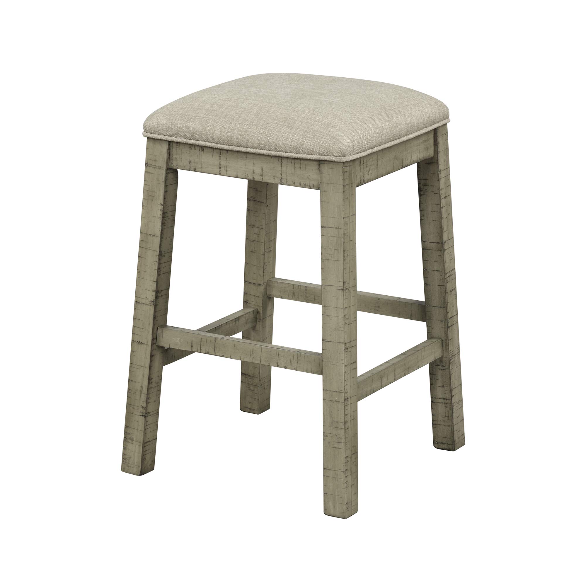 4-Piece Rustic Counter Height Table Set with Fabric Padded Stools, Multi-Purpose Bar Dining Table with Built-in Charging, Perfect for Kitchen, Living Room, and Small Spaces
