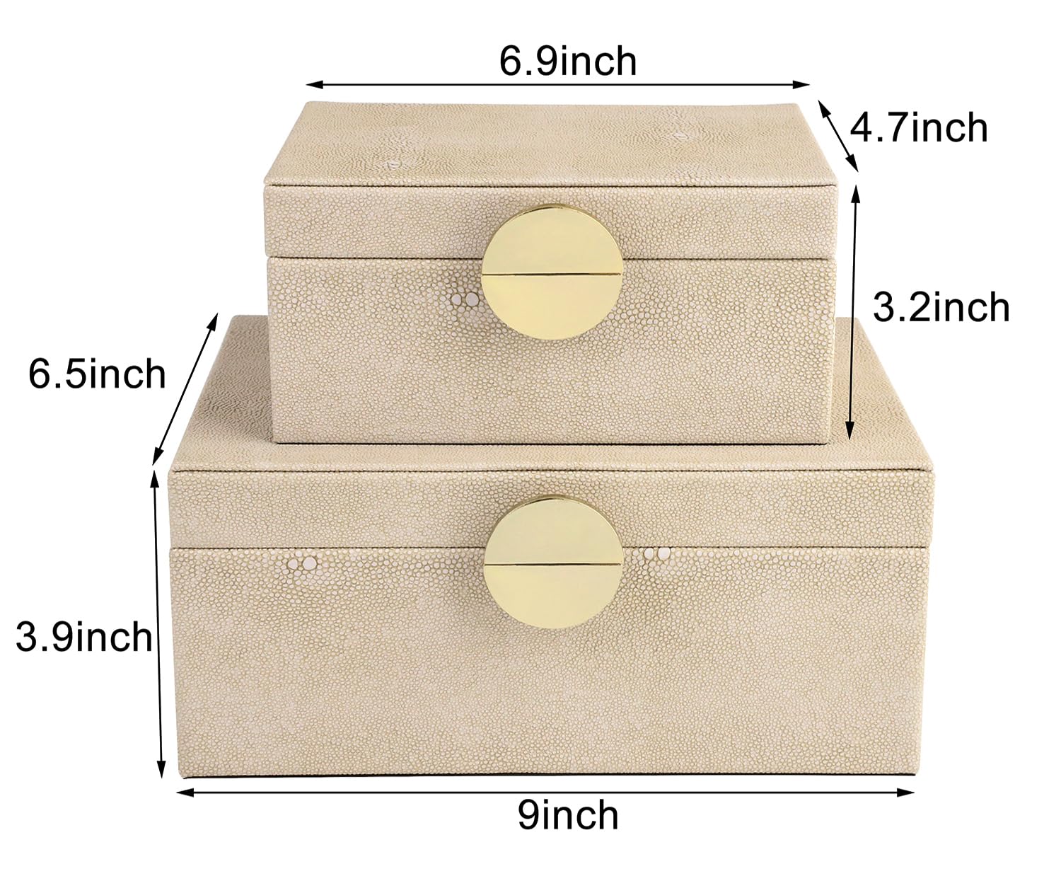 HofferRuffer Faux Leather Jewelry Organizer Box Set of 2 - Light Grey for Jewelry Storage & Home Decor