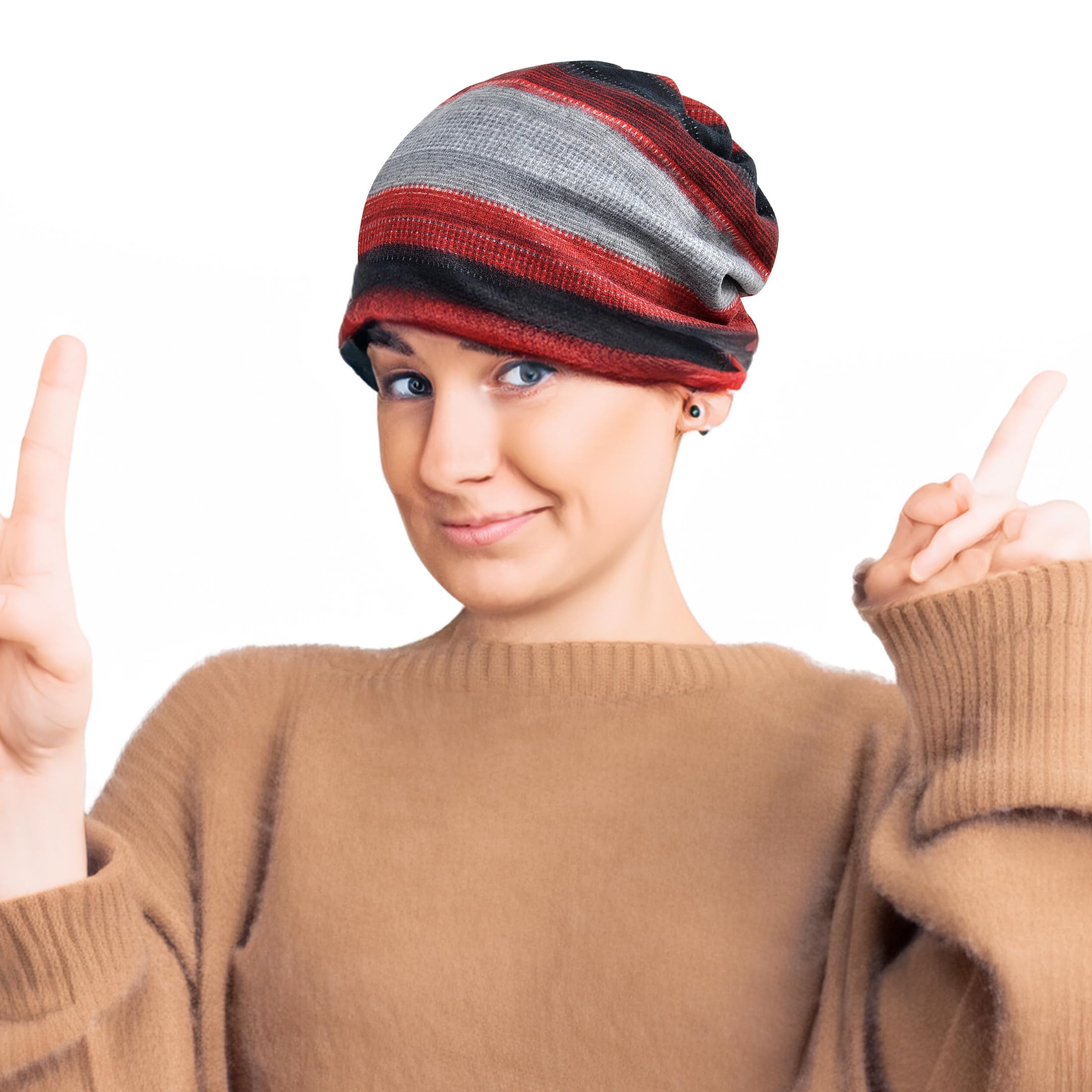 Women's Soft Stretchy Chemo Beanie Hat - Comfortable Loose Fit Knit Cap for Cancer Patients - Perfect for Cold Weather, Indoor Comfort & Head Covering