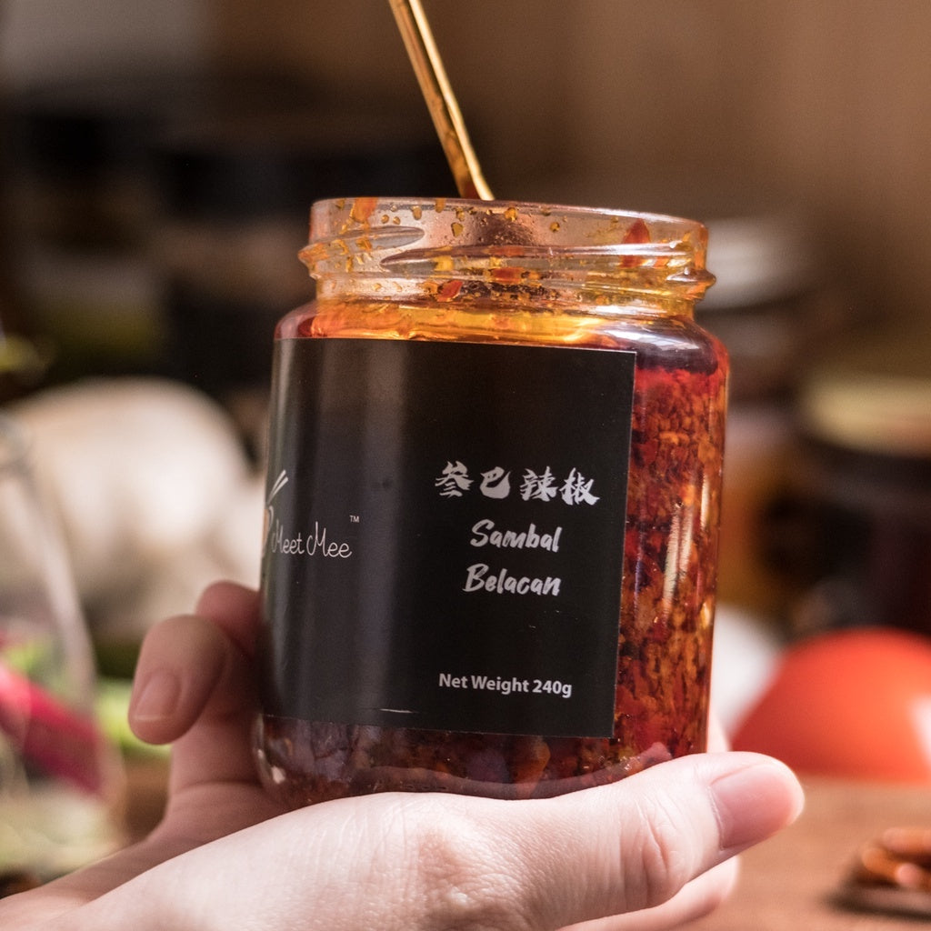 MEET MEE Premium Asian Seasoning Set - Dry Chili, Sambal Dried Shrimp Chili, Sambal Belacan & Vegetarian Sambal MALA Paste - Authentic Spicy Condiments for Cooking, Stir-Fry & Noodle Dishes