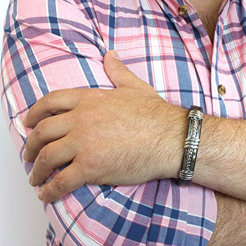 Real Copper & Leatherette Motorcycle Bracelet for Men & Women - Magnetic Biker Jewelry for Motorcycle Riders - Perfect for Biker Gifts, Motorcycle Events & Everyday Wear