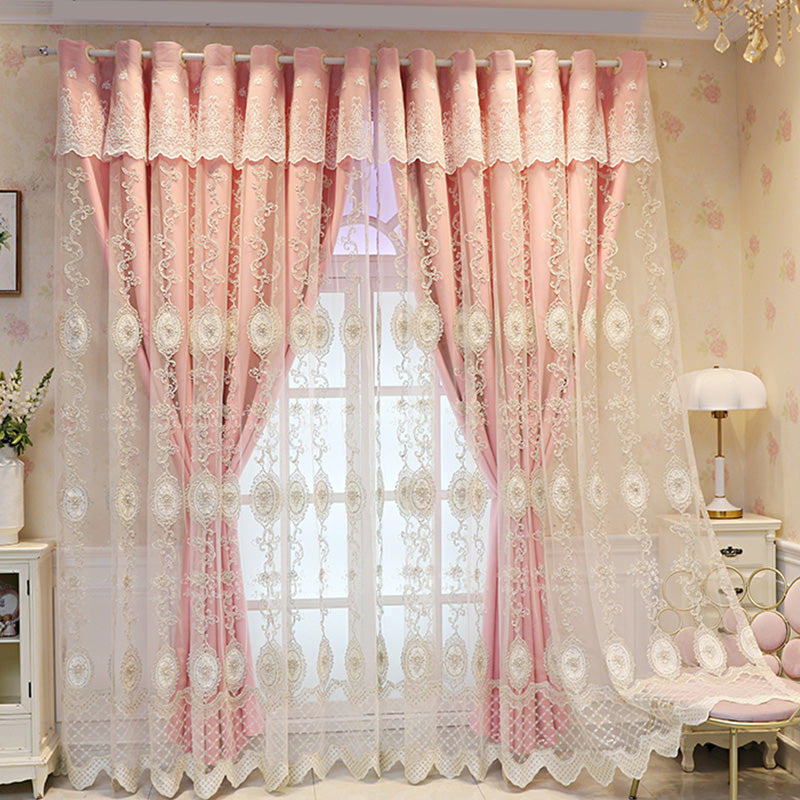 Galilea Two Layer French Style Embroidery Blackout Custom Curtains for Living Room & Bedroom - Elegant Window Treatment for Home Decor
