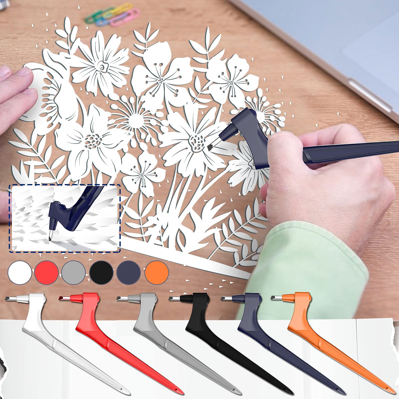 Qyhgba 360 Degree Rotating Craft Cutting Tool - Precision Stainless Steel Pen Blade Art Knife for Paper Cutting, Scrapbooking, Stencil Work, DIY Projects & Hobby Crafts