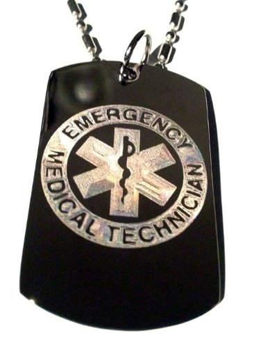 EMT Paramedic Emergency Medical Technician Symbol Logo - Military Style Dog Tag, Luggage ID Tag, Keychain & Necklace for First Responders | First Aid Training, EMS Gifts, Medical Professional Accessories