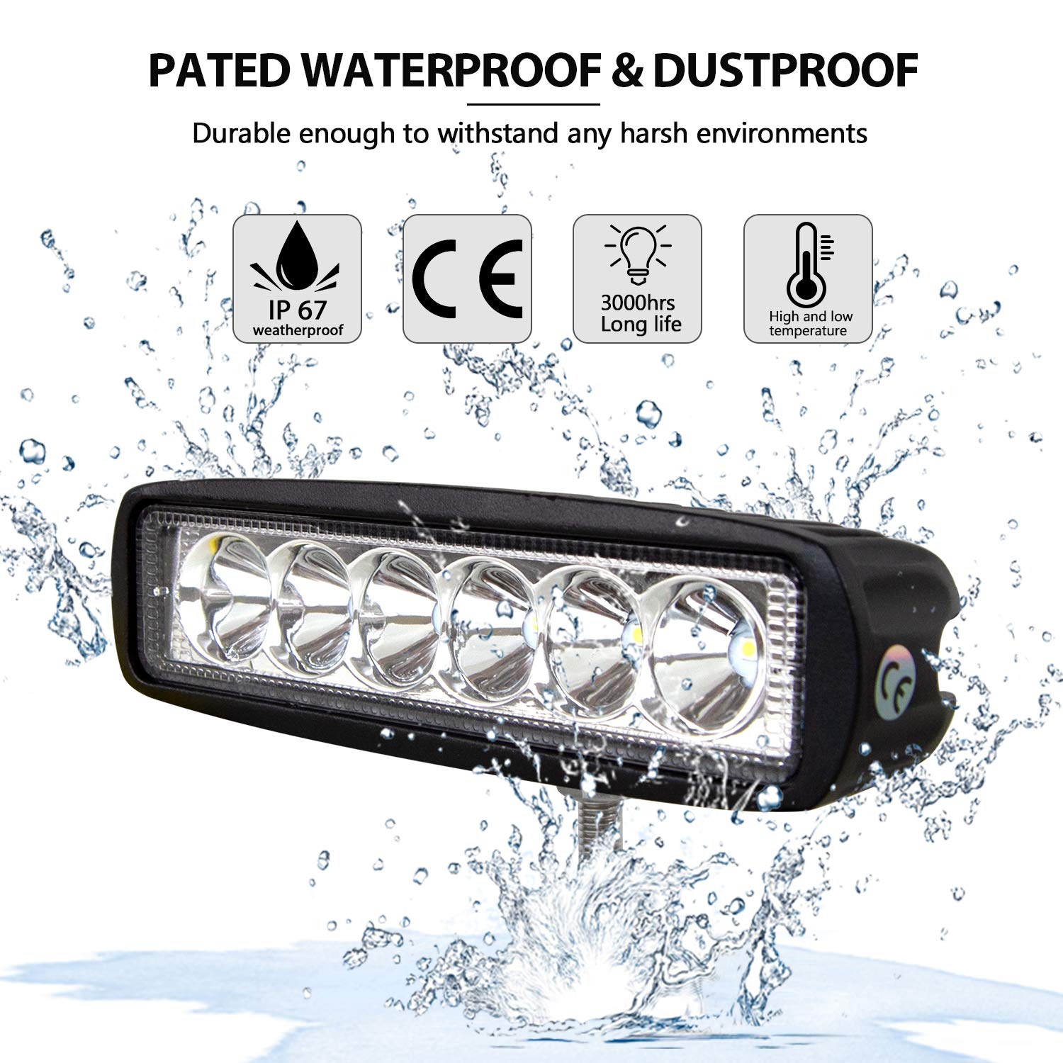 SKYWORLD 2-Pack 6-Inch 18W LED Spot Work Lights - Waterproof Off-Road Fog Lamps for 4WD, SUV, ATV, Truck & Boat (12V/24V) - Perfect for Night Driving, Marine Use & Off-Road Adventures