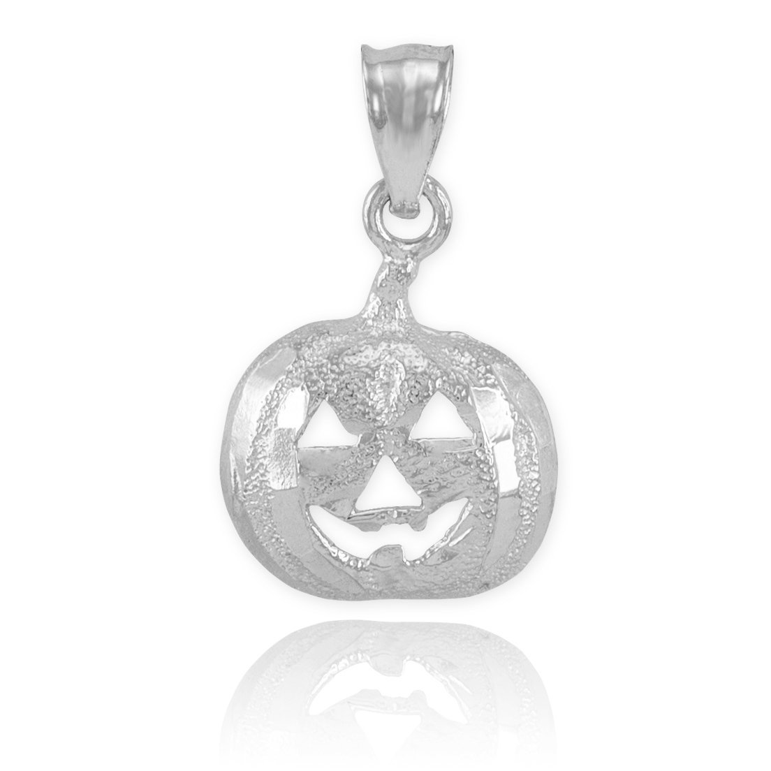 10K White Gold Jack O'Lantern Pumpkin Bracelet Charm - Halloween Jewelry Gift for Women, Perfect for Costume Parties & Spooky Seasonal Style