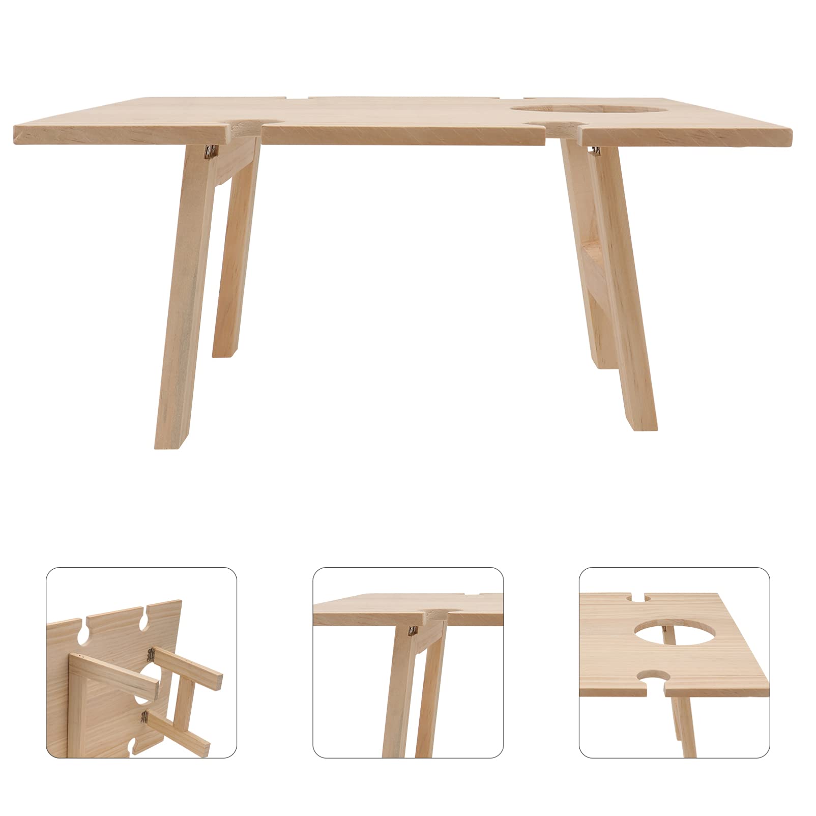 DOITOOL Portable Folding Wooden Wine Table - Compact Picnic & Beach Table with Glass Holder for Outdoor Dining, Camping, and Backyard Parties - Perfect for Wine Lovers, Snacks, and Drinks